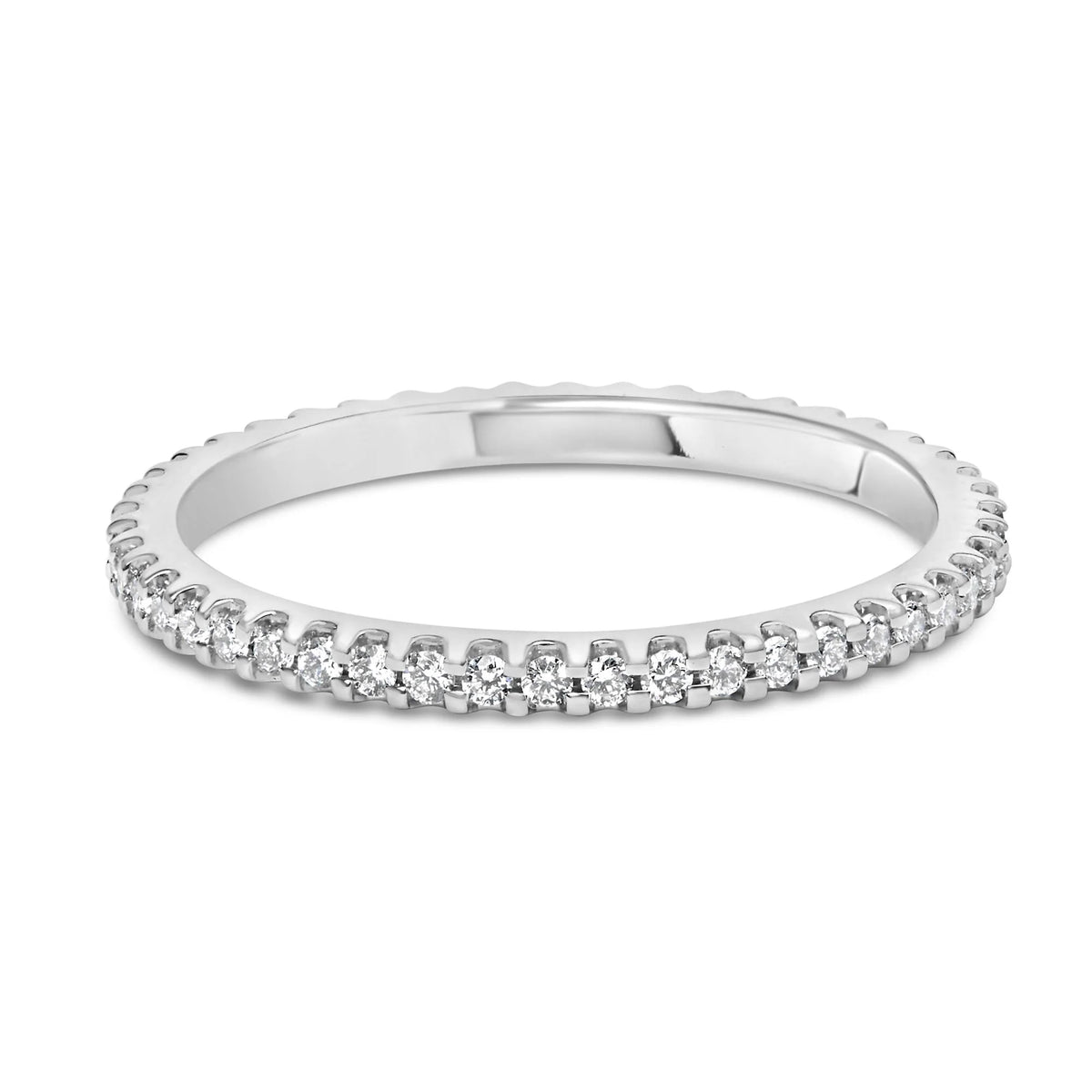 14K White Gold Shared Prong Set Round Diamond Eternity Band Ring (G-H Color, SI1-SI2 Clarity)