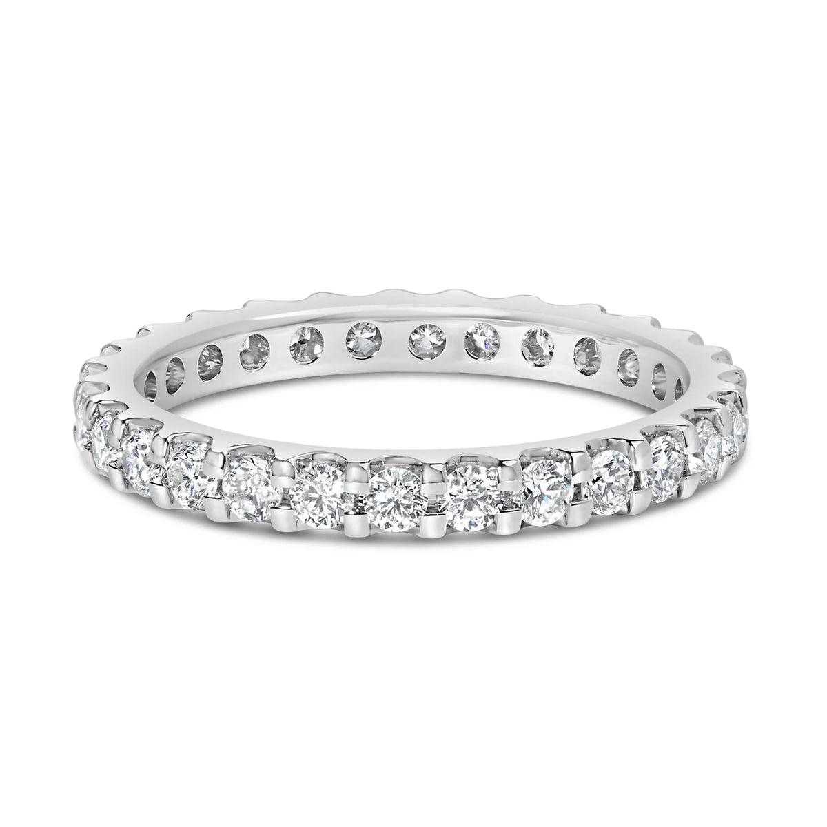 14K White Gold Shared Prong Set Round Diamond Eternity Band Ring (G-H Color, SI1-SI2 Clarity)