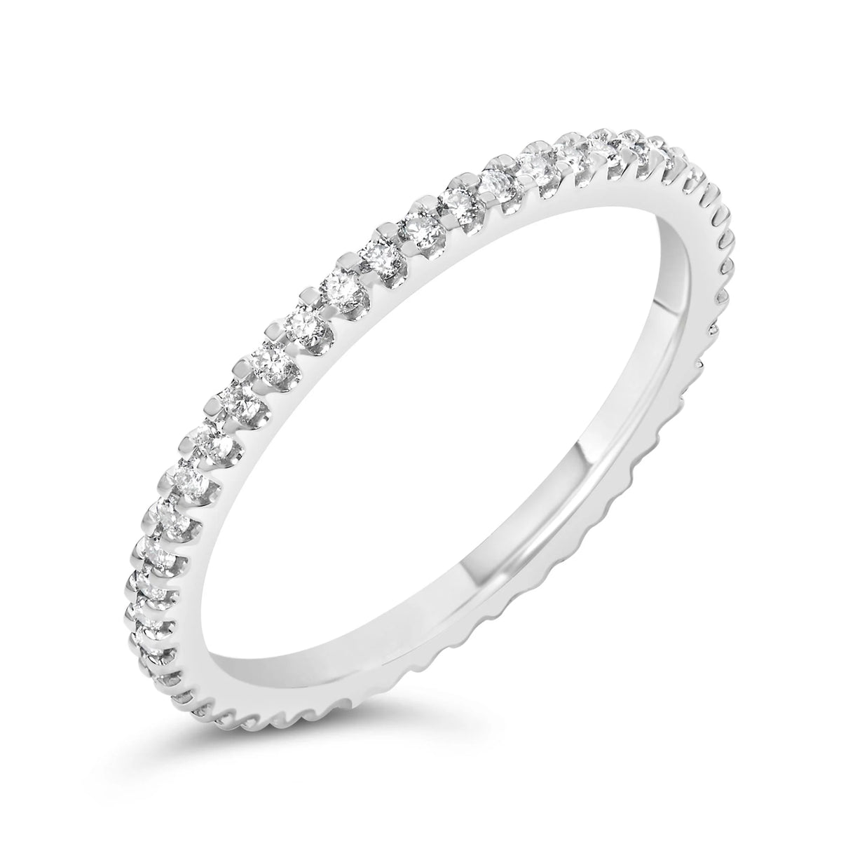 14K White Gold Shared Prong Set Round Diamond Eternity Band Ring (G-H Color, SI1-SI2 Clarity)