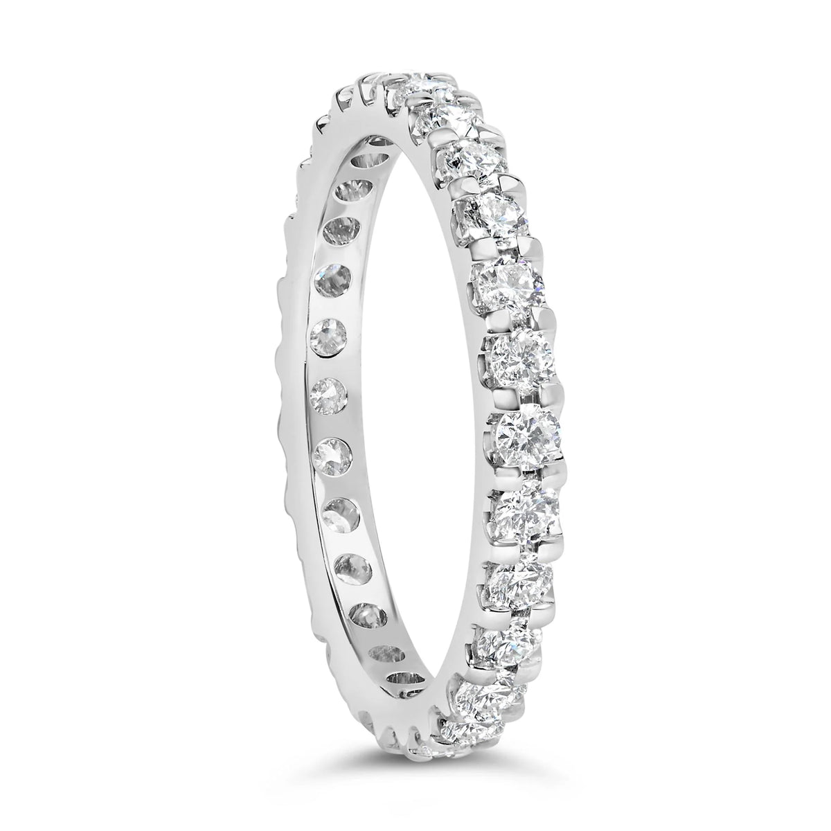 14K White Gold Shared Prong Set Round Diamond Eternity Band Ring (G-H Color, SI1-SI2 Clarity)