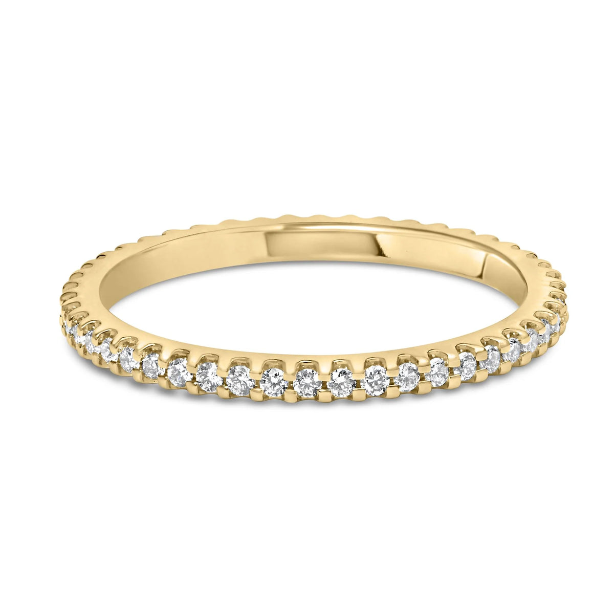 14K Yellow Gold Shared Prong Set Round Diamond Eternity Band Ring (G-H Color, SI1-SI2 Clarity)