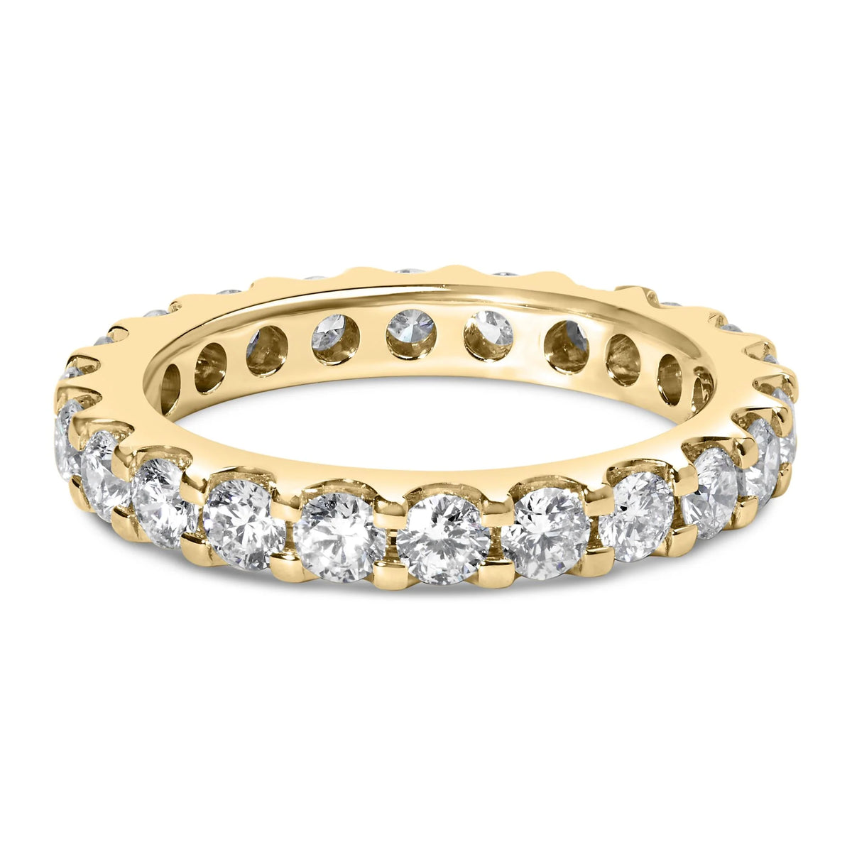 14K Yellow Gold Shared Prong Set Round Diamond Eternity Band Ring (G-H Color, SI1-SI2 Clarity)