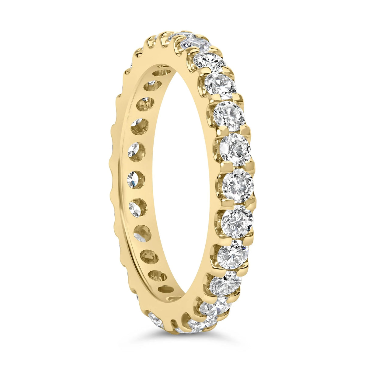 14K Yellow Gold Shared Prong Set Round Diamond Eternity Band Ring (G-H Color, SI1-SI2 Clarity)