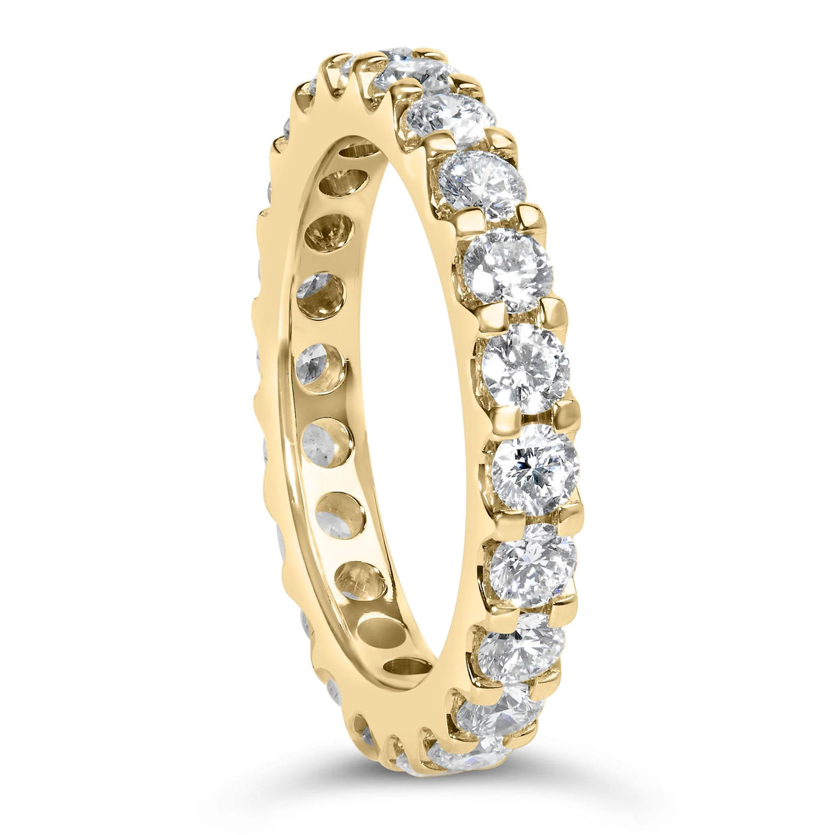 14K Yellow Gold Shared Prong Set Round Diamond Eternity Band Ring (G-H Color, SI1-SI2 Clarity)