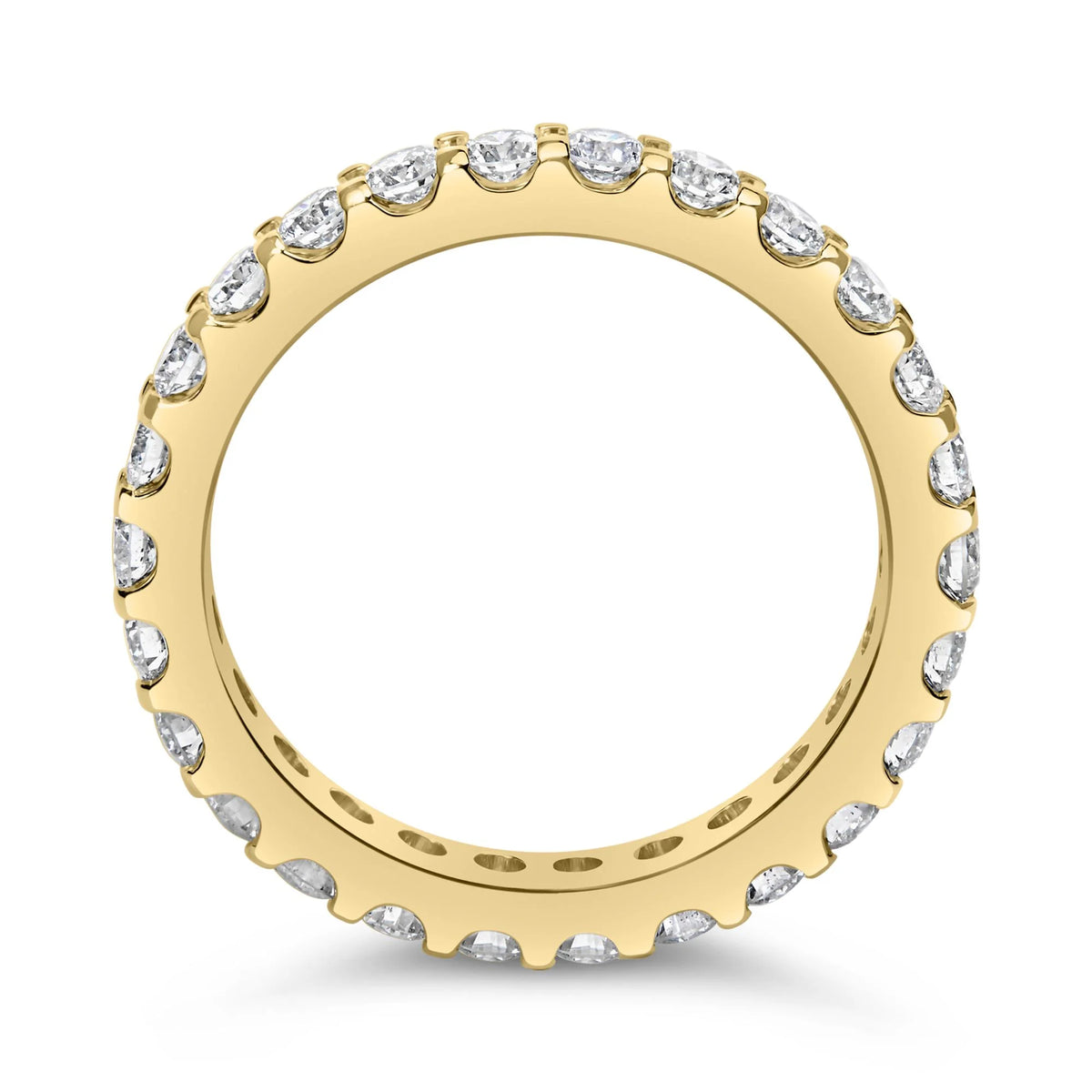 14K Yellow Gold Shared Prong Set Round Diamond Eternity Band Ring (G-H Color, SI1-SI2 Clarity)