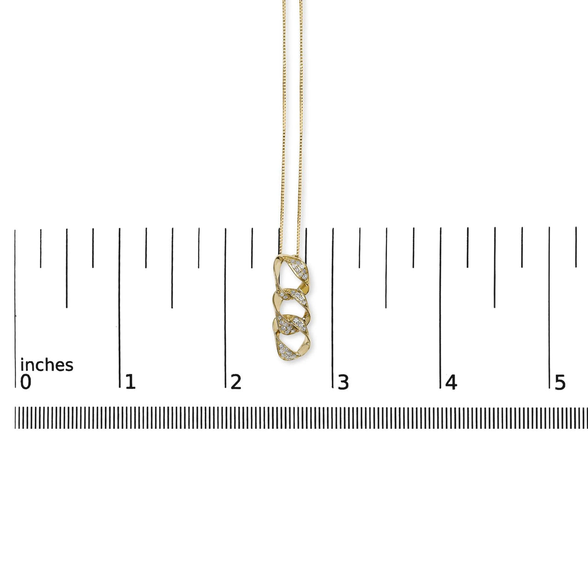 14K Yellow Gold Plated .925 Sterling Silver 1/6 Cttw Diamond Interlocking Triple Asymmetric Circle Hoop 18&quot; Pendant Necklace (H-I Color, I1-I2 Clarity)