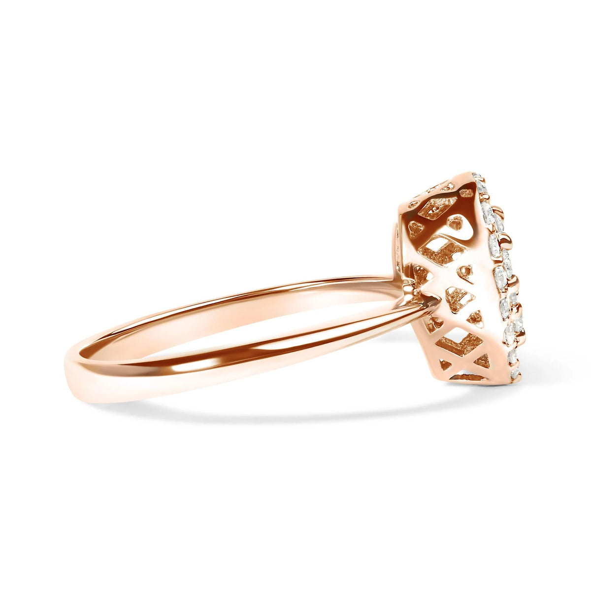 10K Rose Gold 3/8 Cttw Composite Diamond Pear Shaped Halo Promise Ring (I-J Color, I2-I3 Clarity)