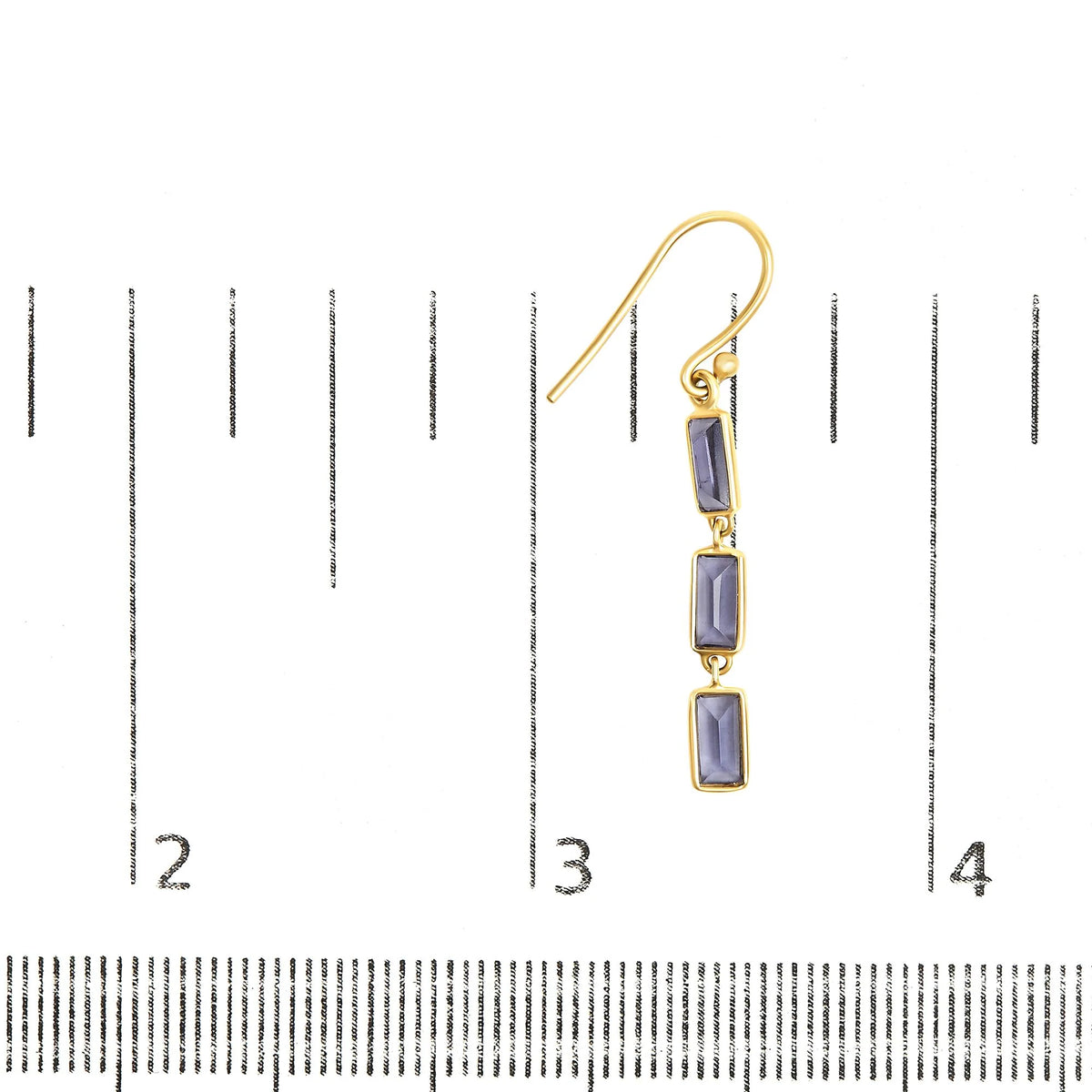 18K Yellow Gold 8x3 MM Bezel Set Purple Baguette Iolite Stiletto 1 1/2 Inch&quot; Dangle Earrings