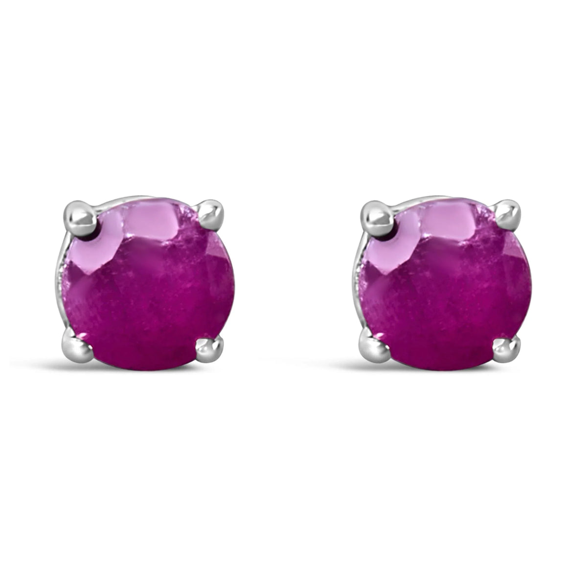 .925 Sterling Silver 3.5 MM Created Birthstone Solitaire Stud Earrings - Choice of Gemstone