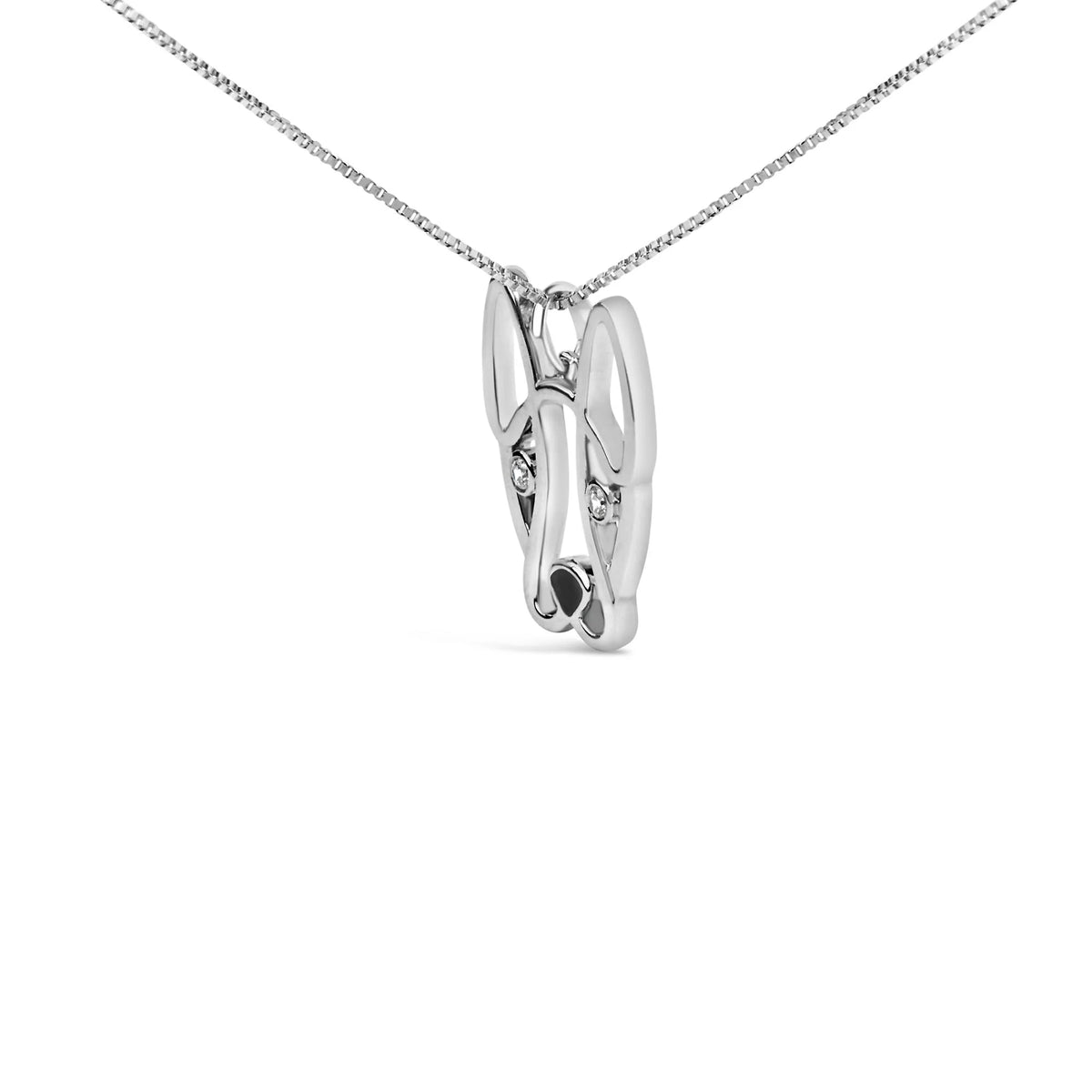 .925 Sterling Silver Diamond Accent and Black Enamel French Bullldog 18&quot; Inch Pendant Necklace inch (I-J Color, I2-I3 Clarity)