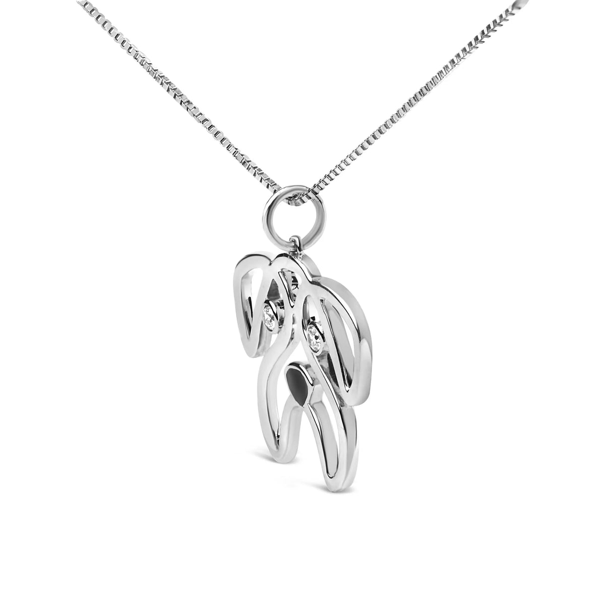 .925 Sterling Silver Diamond Accent Pug Dog Pendant Necklace (I-J Color, I2-I3 Clarity) - 18&quot; Inches