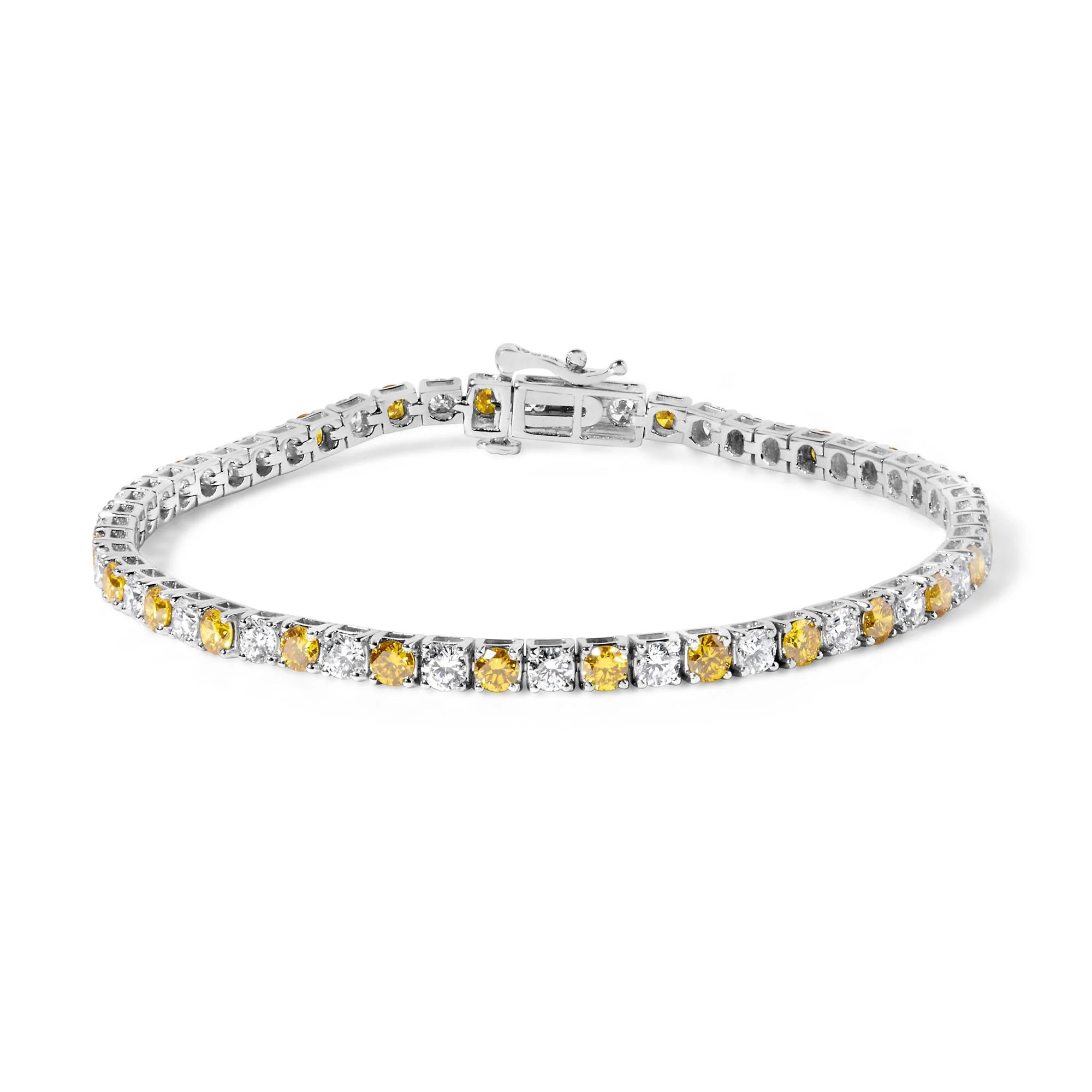 Yellow Gold-Plated Sterling Silver Diamond Certified Tennis Bracelet (5.00 cttw, J-K Color, I1-I2 Clarity)