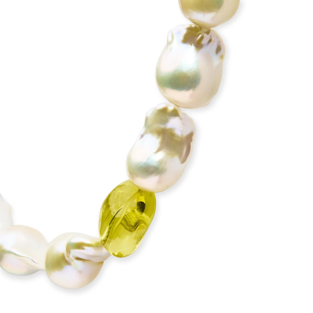 14K Yellow Citrine, Amethyst, and Baroque Pearl Strand Necklace - 18&quot; Inches