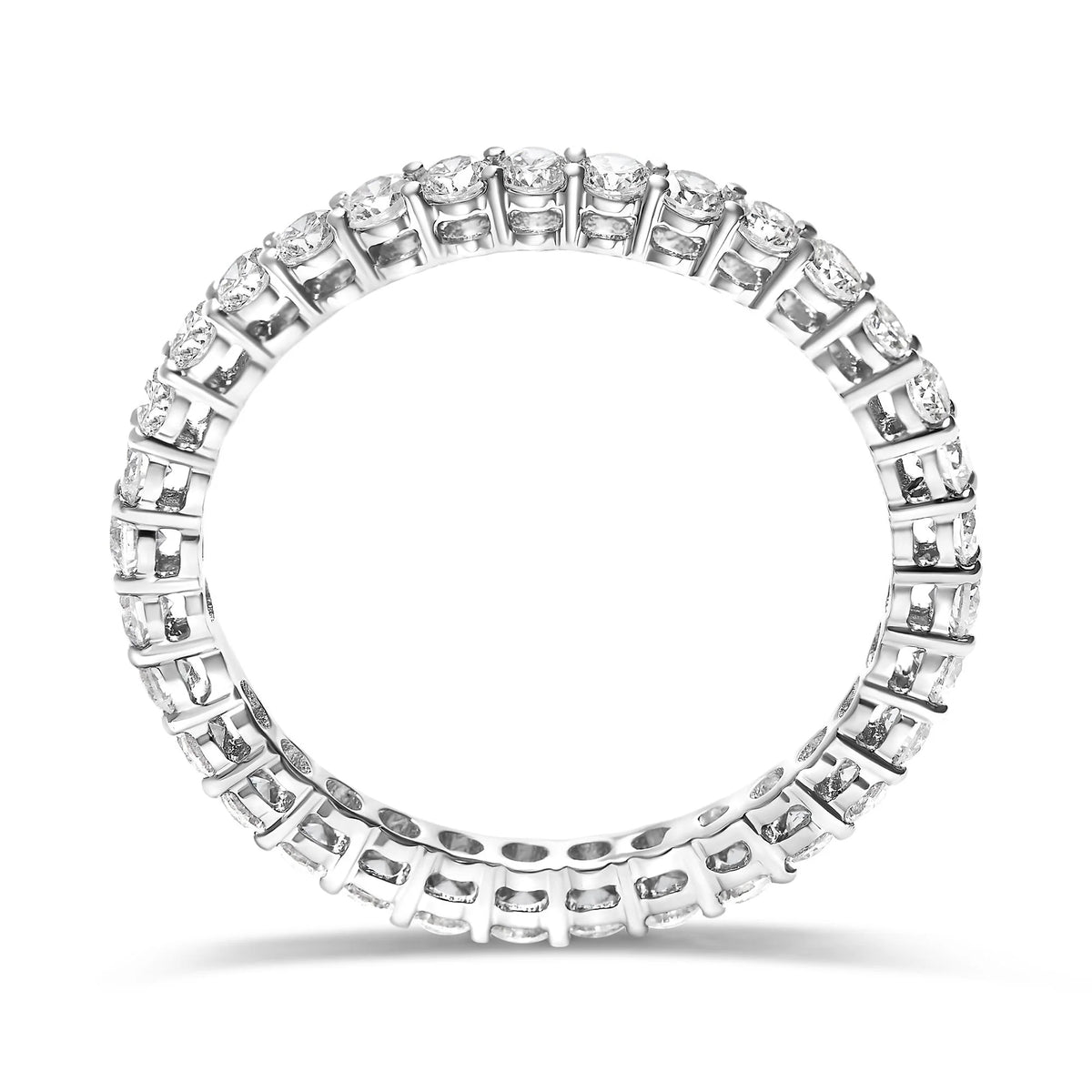 14K White Gold 1.00 Cttw Lab-Grown Diamond Shared Prong Set Eternity Band Ring (F-G Color, VS1-VS2)