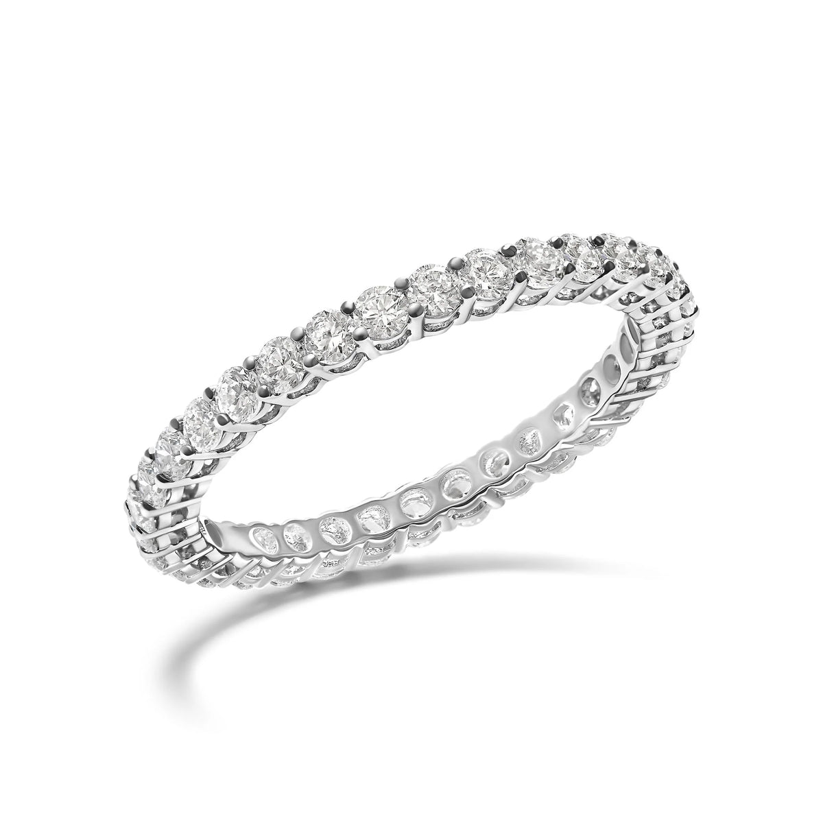 14K White Gold 1.00 Cttw Lab-Grown Diamond Shared Prong Set Eternity Band Ring (F-G Color, VS1-VS2)