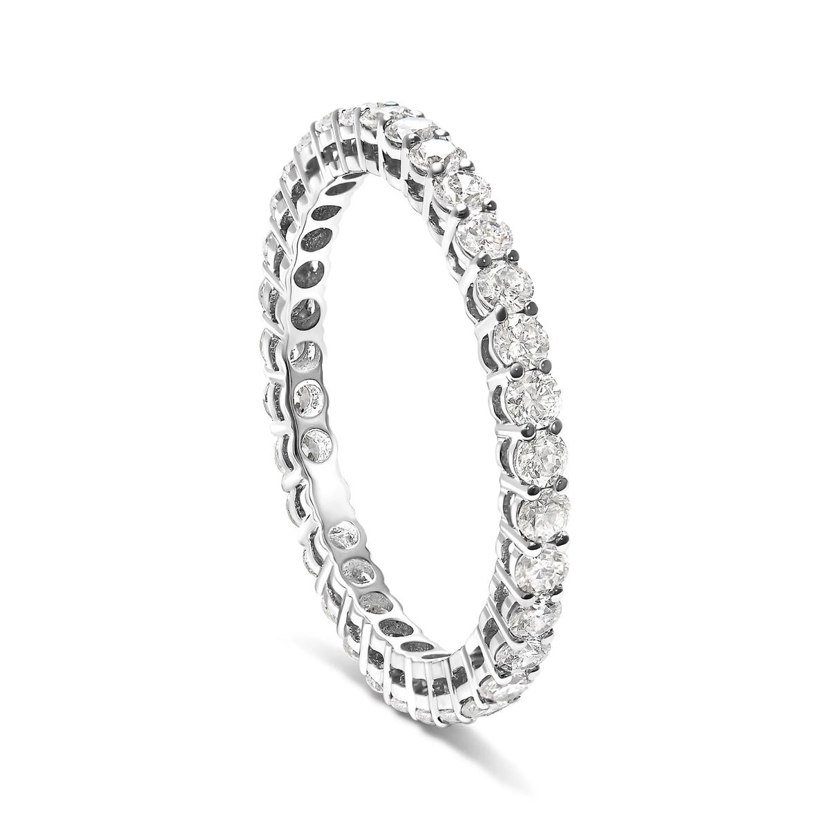 14K White Gold 1.00 Cttw Lab-Grown Diamond Shared Prong Set Eternity Band Ring (F-G Color, VS1-VS2)