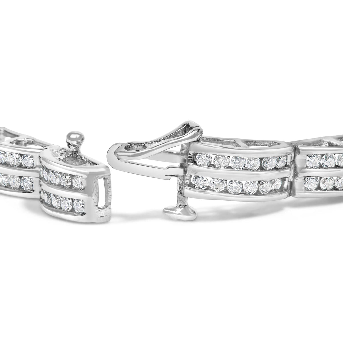 14K White Gold 3 1/5 Cttw Channel Set Diamond Double Row Tennis Bracelet (H-I Color, I1-I2 Clarity) - 7&quot; Inches