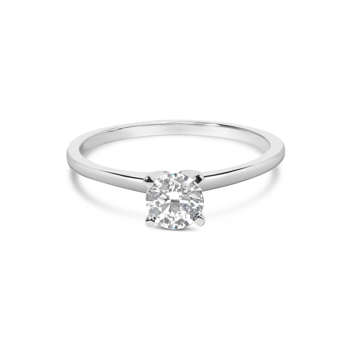 14K White Gold 1/2 Cttw Round Lab Grown Diamond 4 Prong Solitaire Engagement Ring (F-G Color, VS2-SI1 Clarity)