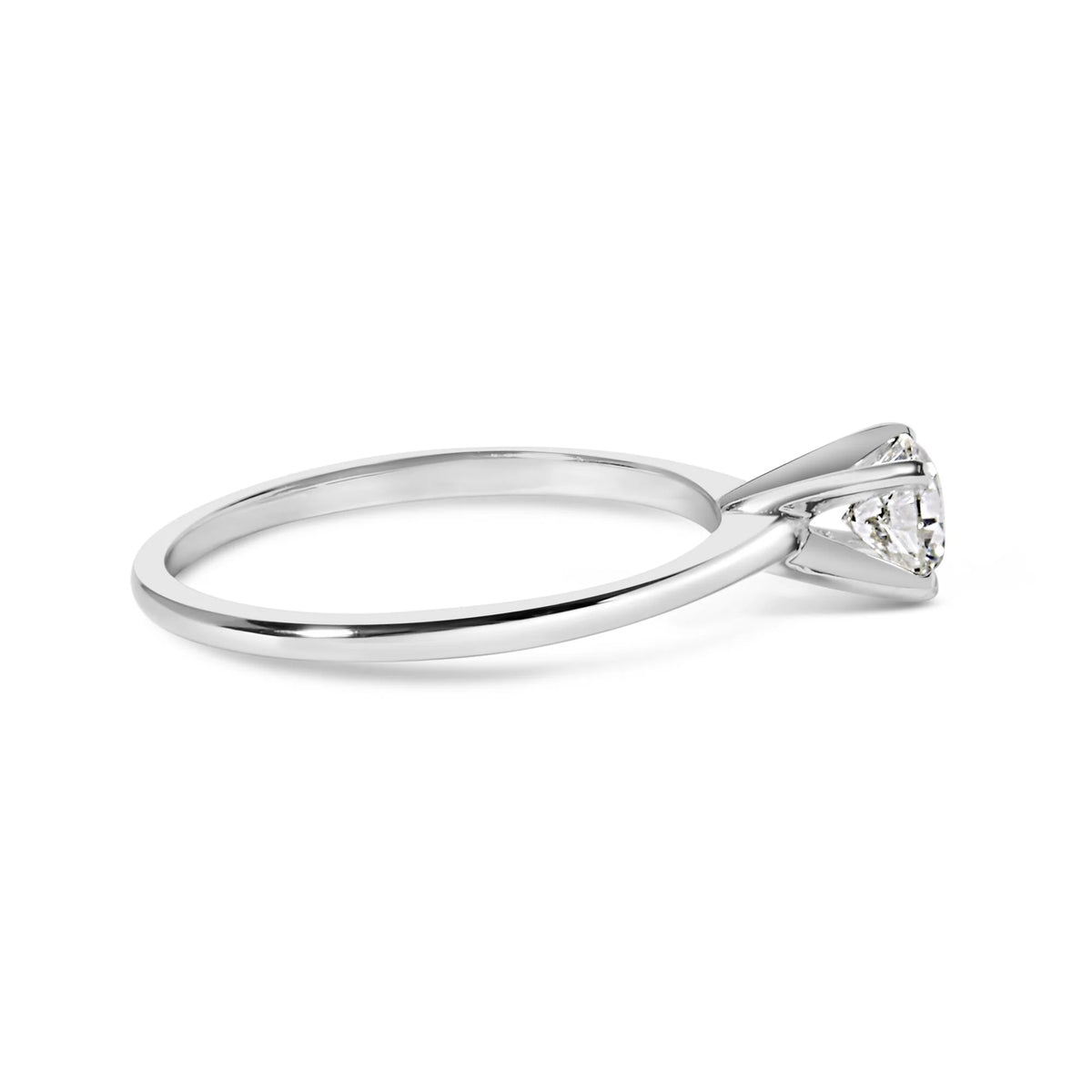 14K White Gold 1/2 Cttw Round Lab Grown Diamond 4 Prong Solitaire Engagement Ring (F-G Color, VS2-SI1 Clarity)