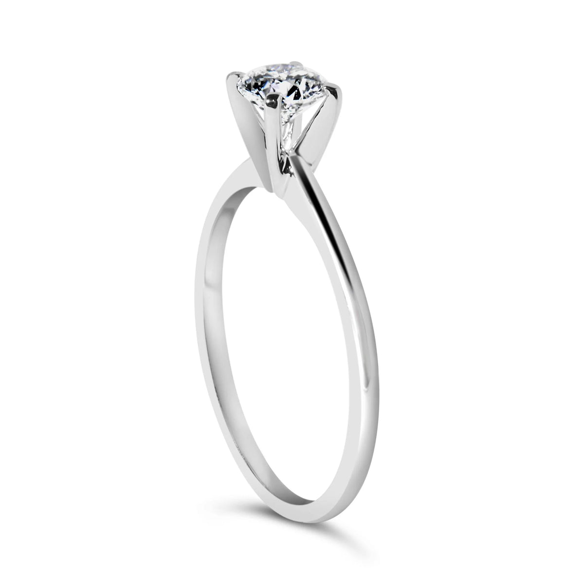 14K White Gold 1/2 Cttw Round Lab Grown Diamond 4 Prong Solitaire Engagement Ring (F-G Color, VS2-SI1 Clarity)