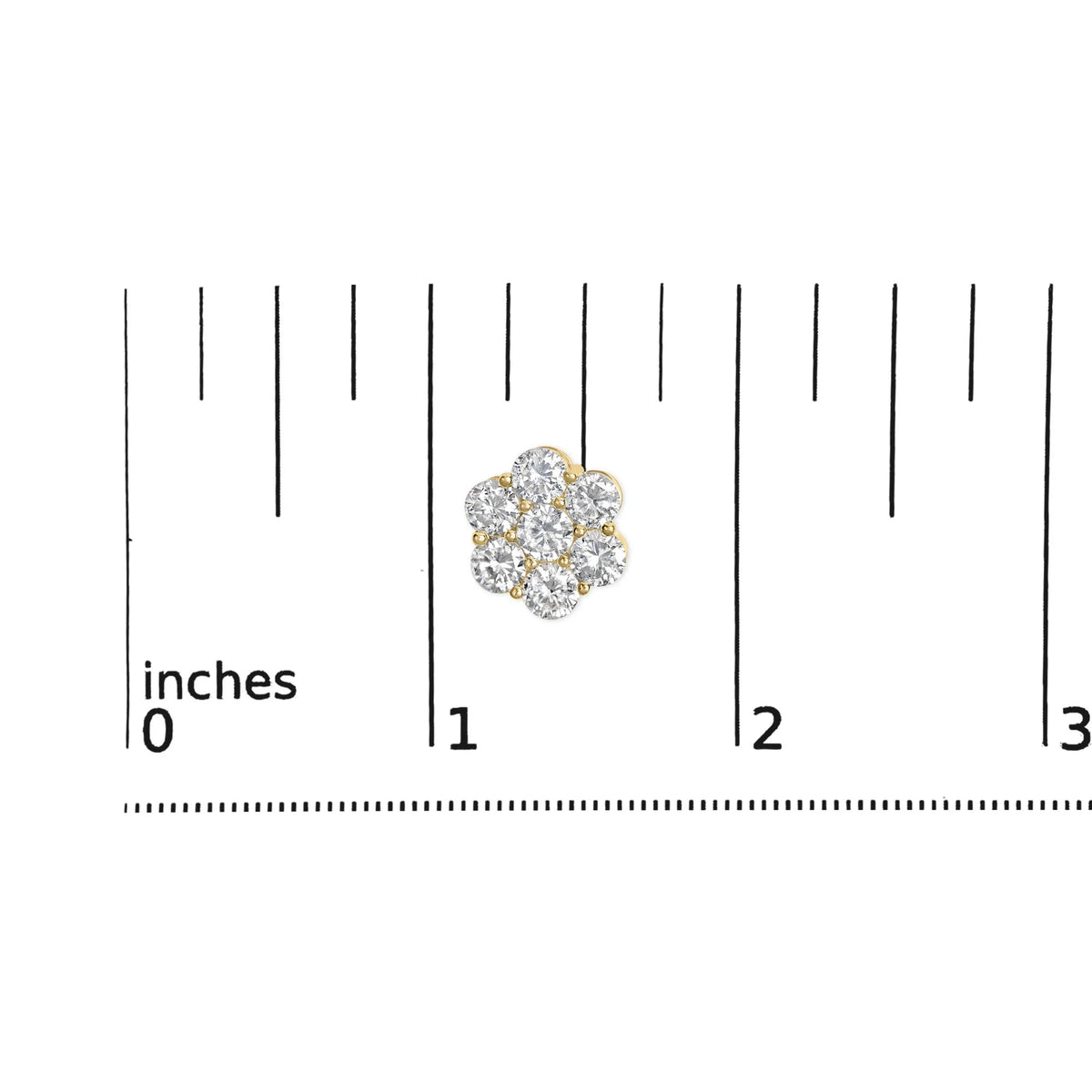 14K Yellow Gold 5.0 Cttw 7 Stone Floral Cluster Round Brilliant Cut Diamond Stud Earrings with Screw Backs (I-J Color, SI2-I1 Clarity)