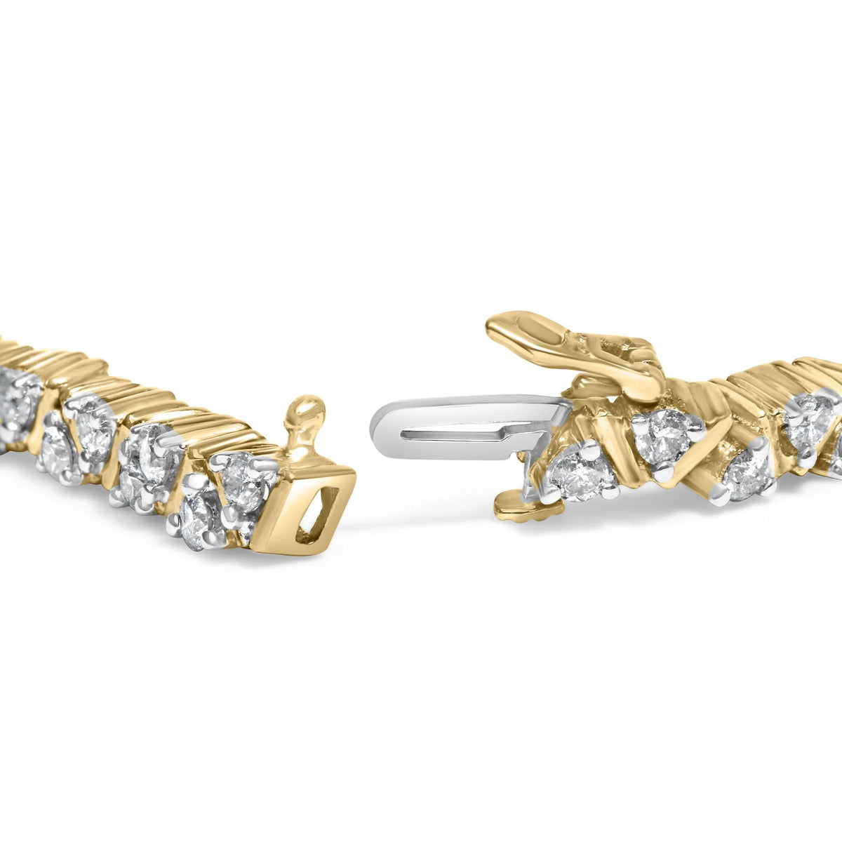 14K Yellow Gold 4.00 Cttw Diamond Triangle Link Tennis Bracelet (H-I Color, I1-I2 Clarity) - 7&quot; Inches