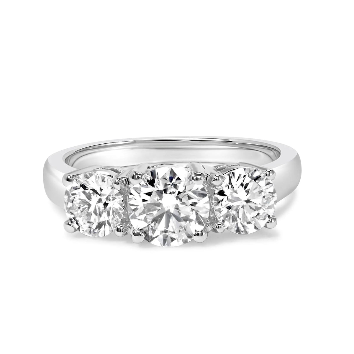 14K White Gold 2.00 Cttw Lab Grown Diamond 3 Stone Ring Band (F-G Color, VS1-VS2 Clarity)