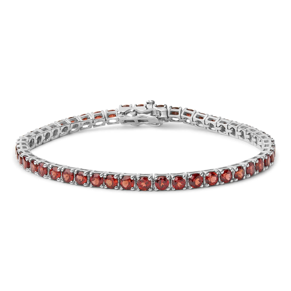 .925 Sterling Silver 10.0 Cttw Created Orange Garnet Tennis Bracelet - 7.25&quot;