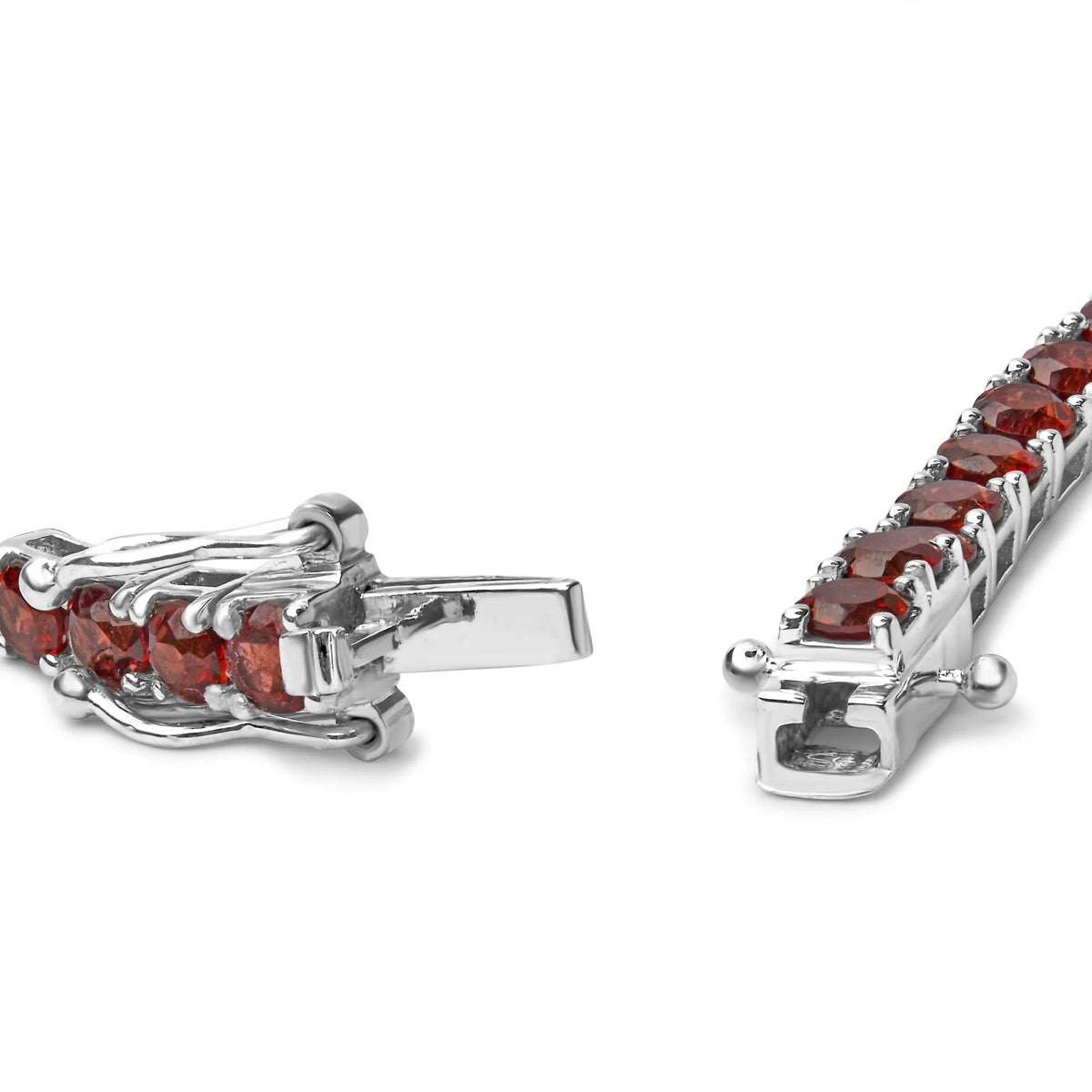 .925 Sterling Silver 10.0 Cttw Created Orange Garnet Tennis Bracelet - 7.25&quot;