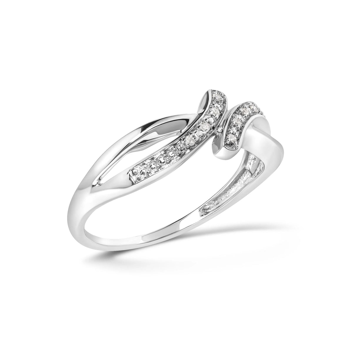 925 Sterling Silver Diamond Accent Bypass and Split Shank Band Ring (I-J Color, I2-I3 Clarity)