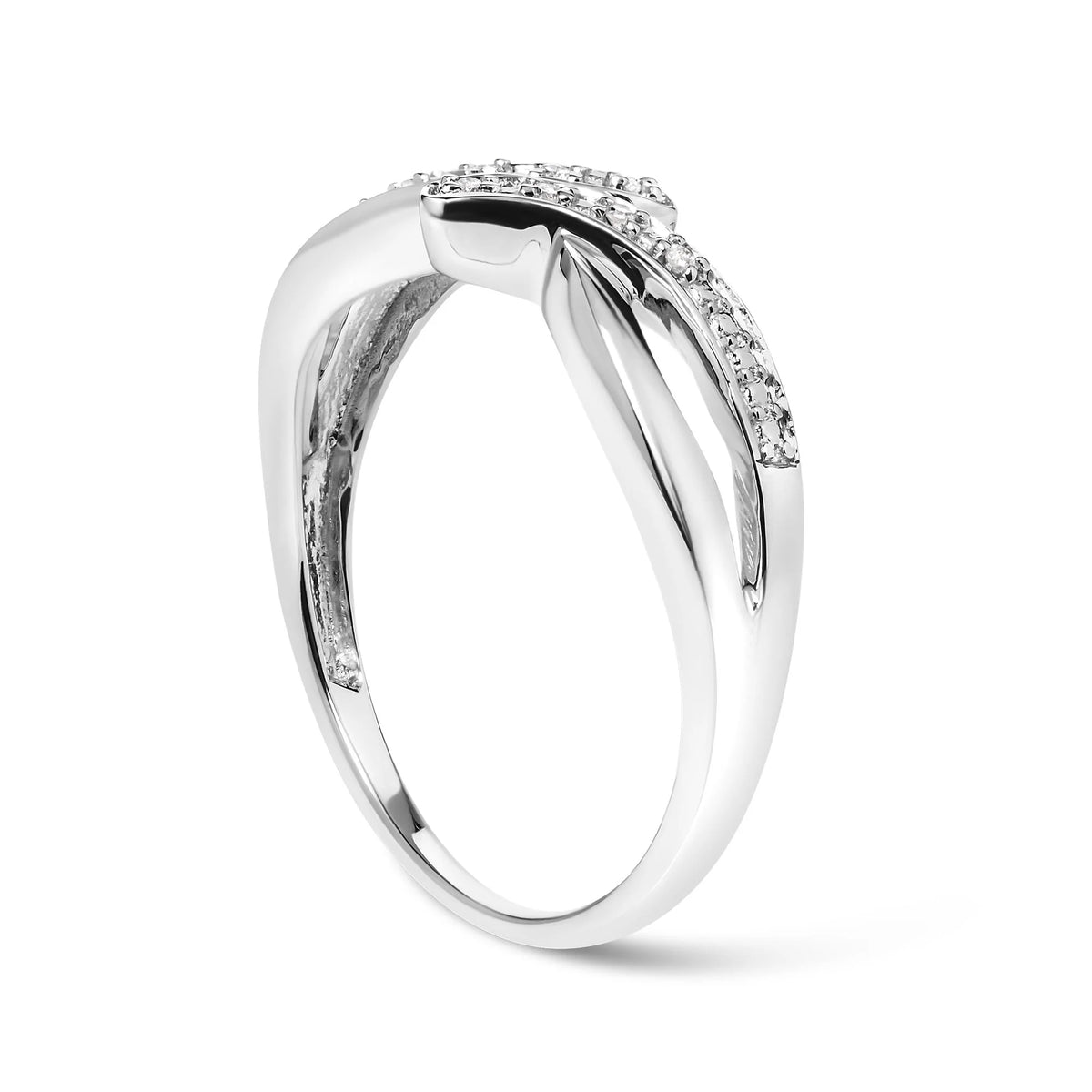 925 Sterling Silver Diamond Accent Bypass and Split Shank Band Ring (I-J Color, I2-I3 Clarity)