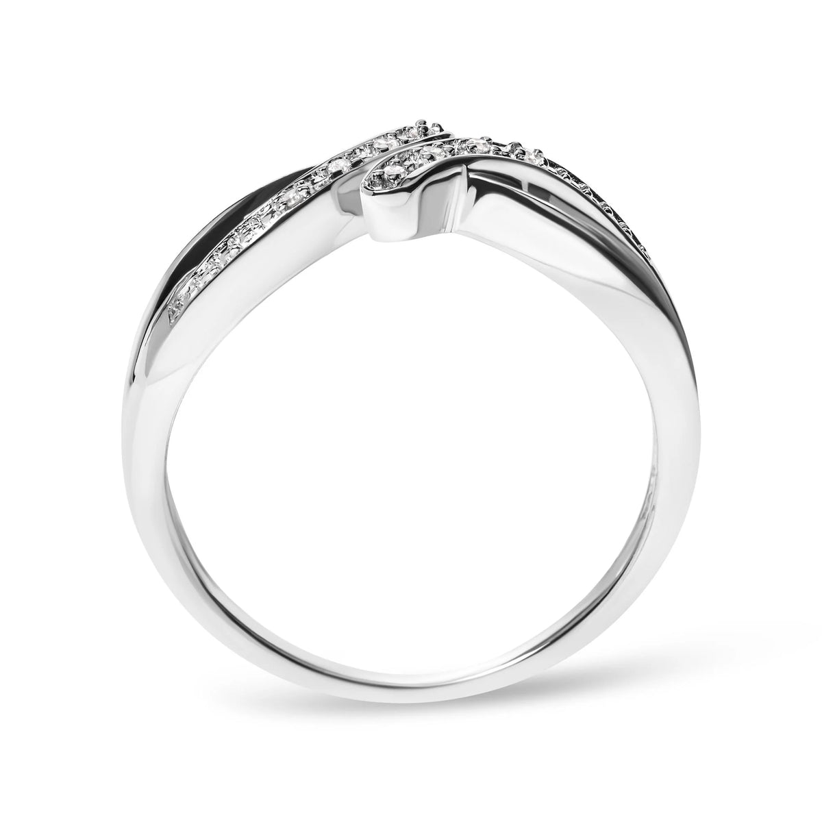 925 Sterling Silver Diamond Accent Bypass and Split Shank Band Ring (I-J Color, I2-I3 Clarity)