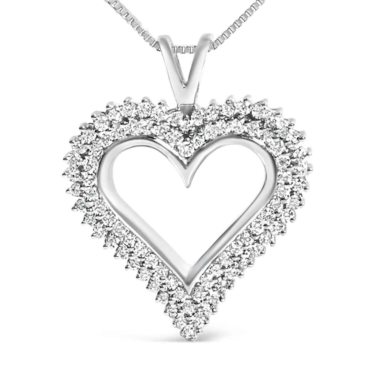 .925 Sterling Silver Diamond Heart 18&quot; Pendant Necklace (I-J Color, I2-I3 Clarity)