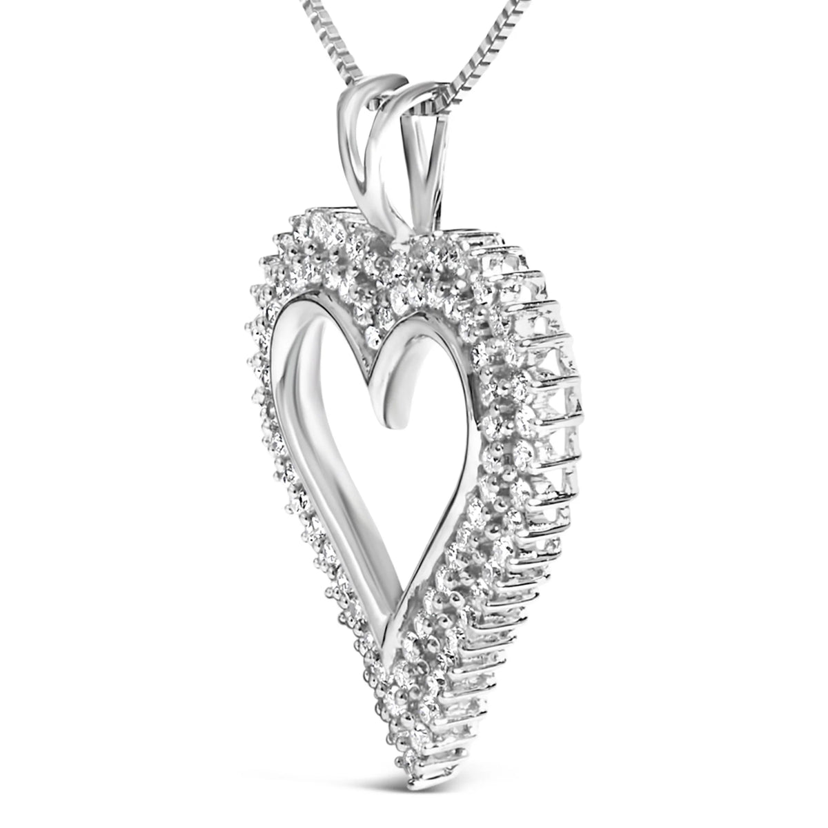 .925 Sterling Silver Diamond Heart 18&quot; Pendant Necklace (I-J Color, I2-I3 Clarity)