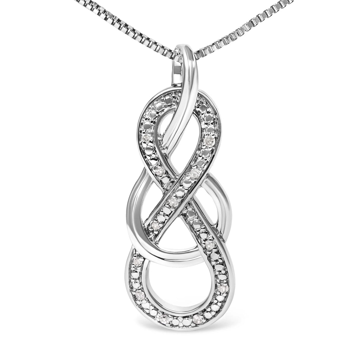 925 Sterling Silver Diamond Accent Interlocking Infinity Pendant Necklace (H-I Color, I2-I3 Clarity) - 18&quot; Inches