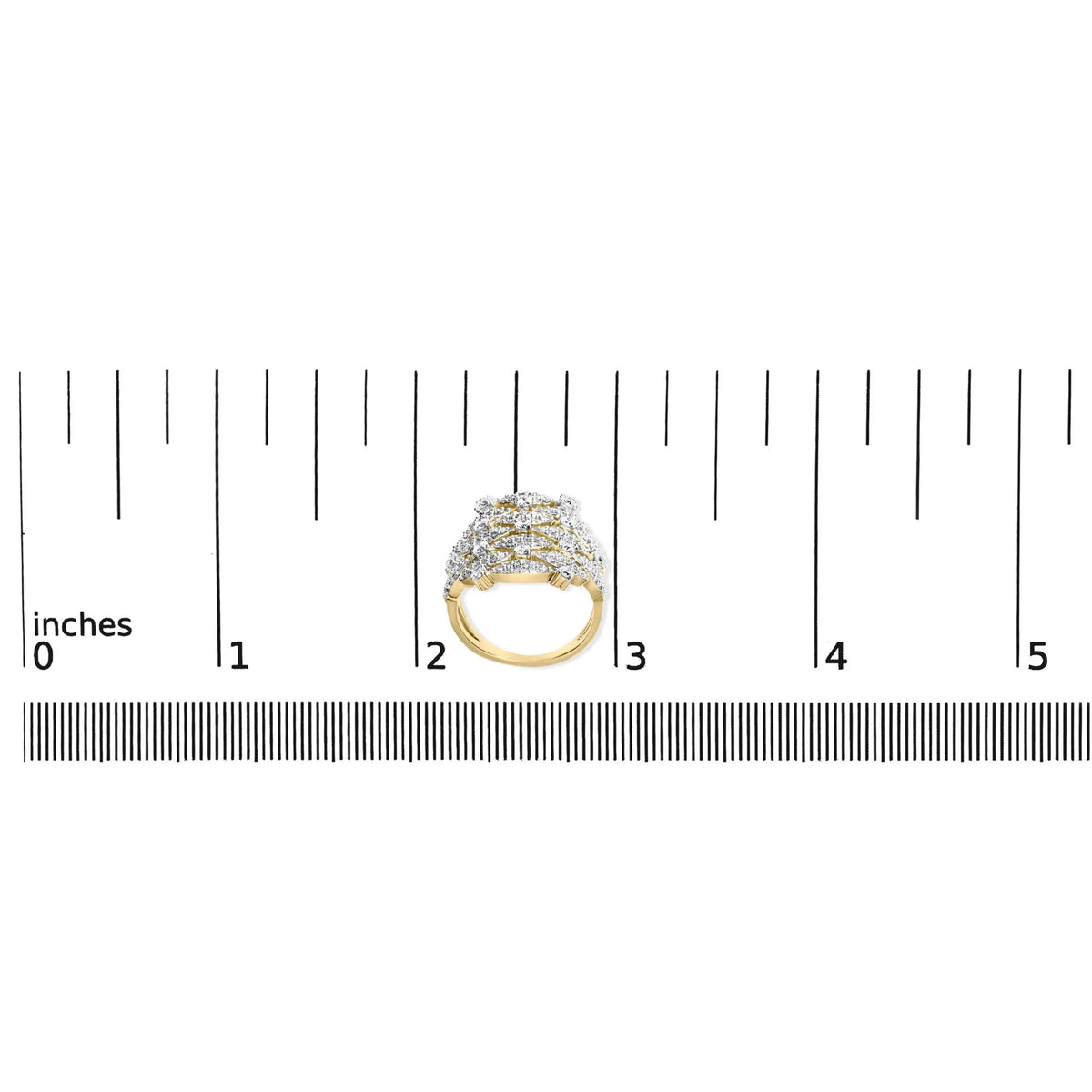 14K Yellow Gold 1.0 Cttw Diamond Geometric Stacked Open Cocktail Ring (I-J Color, I1-I2 Clarity)