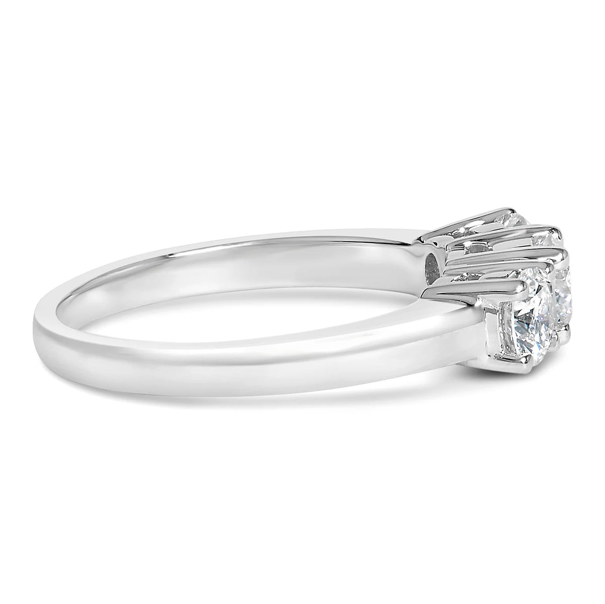 14K White Gold 1.0 Cttw Round Lab Grown Diamond 3 Stone Ring (F-G Color, VS1-VS2 Clarity)