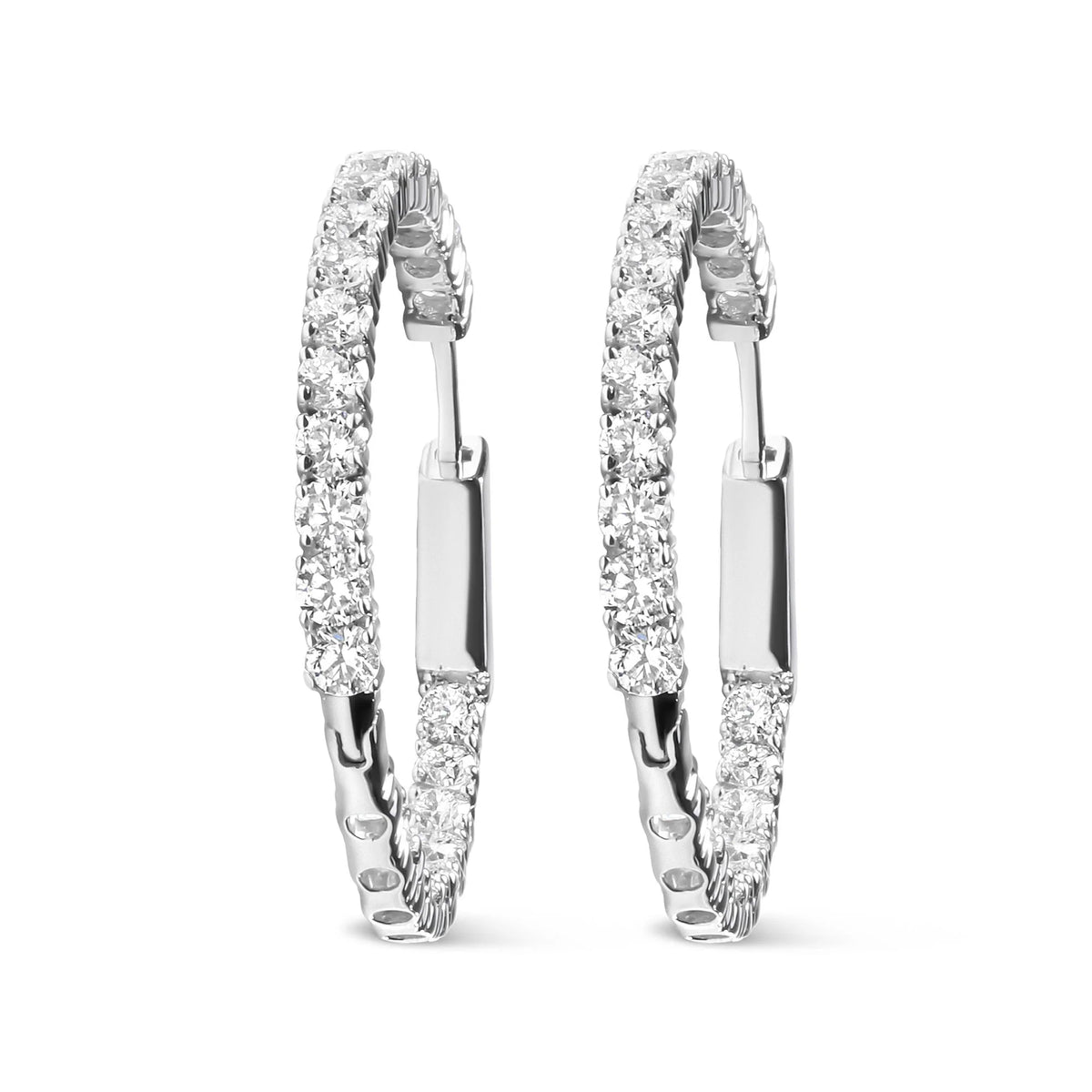 14K White Gold 1.0 Carat Inside Out Lab-grown diamond Fashion Hoop Earrings (F-G Color, VS1-VS2 Clarity)