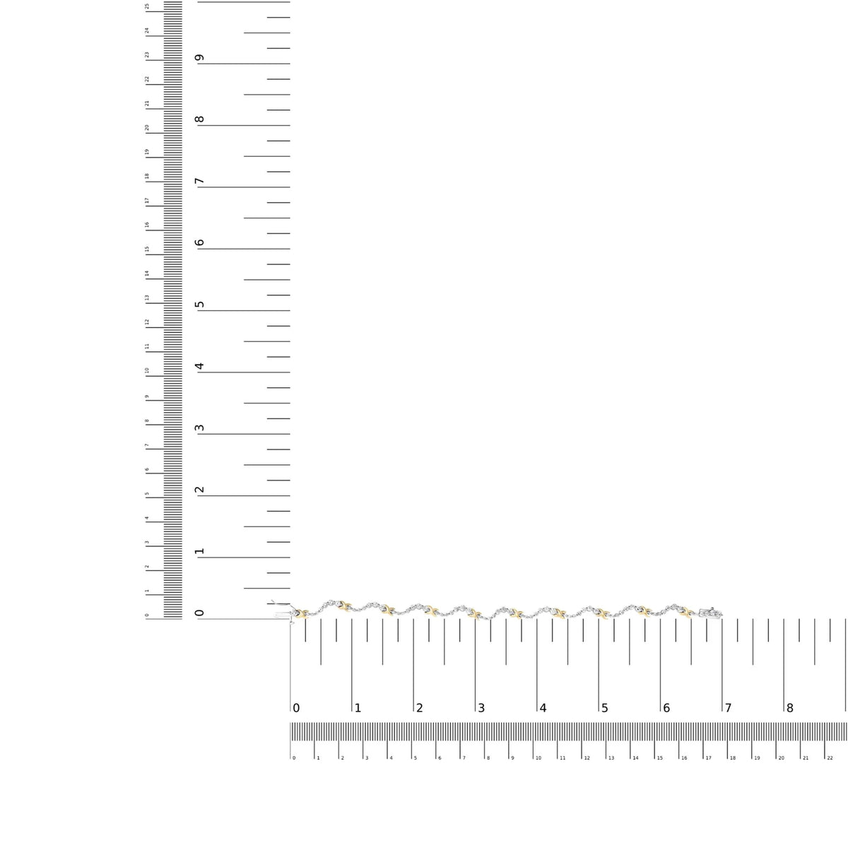 10K Two-Tone 2.00 Cttw Diamond &quot;X&quot; and Wave Link Bracelet (H-I Color, I1-I2 Clarity) - 7&quot; Inches