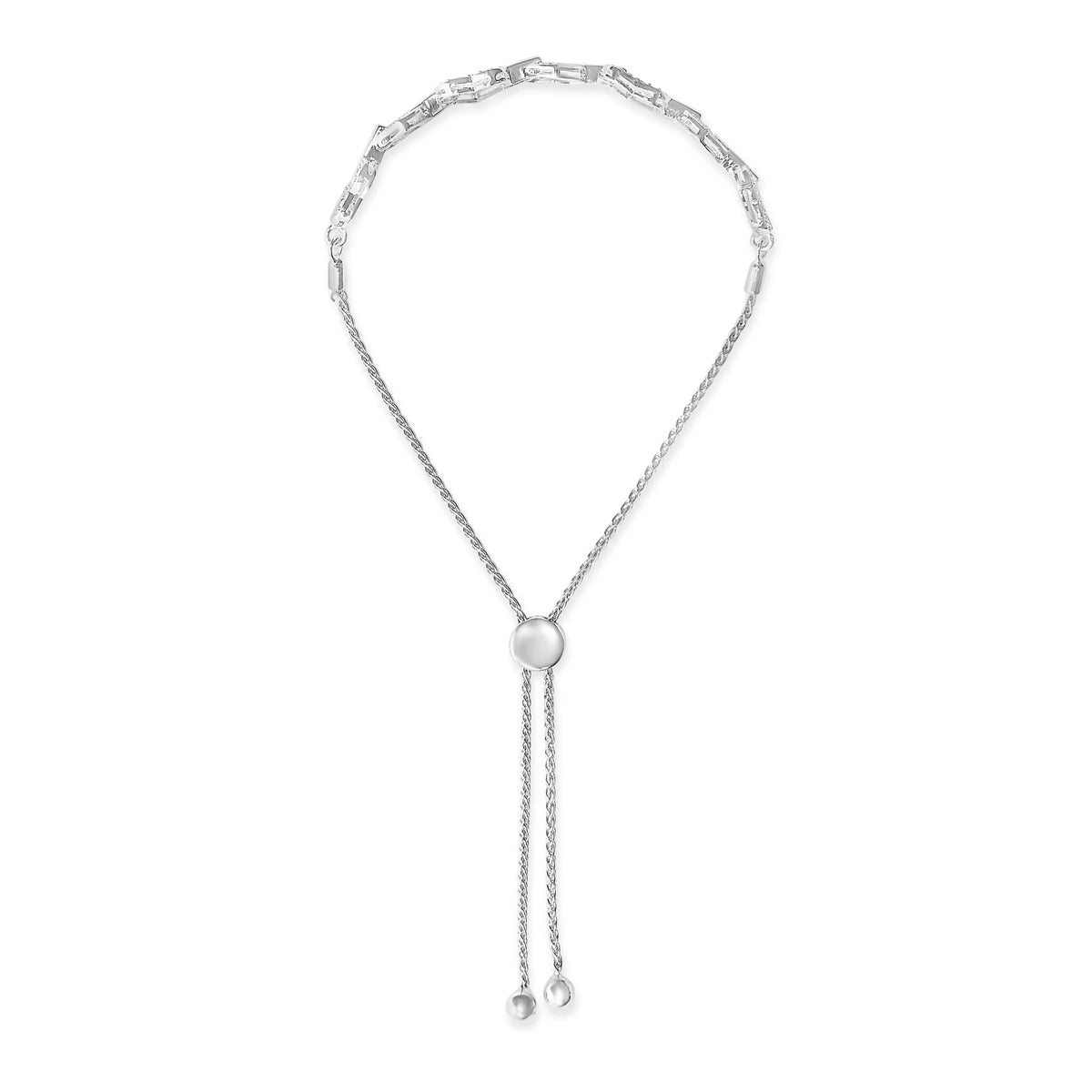 .925 Sterling Silver 1/2 Cttw Diamond Alternating Heart Link Adjustable Bolo Bracelet (I-J Color, I3 Clarity) - 4&quot; to 10&quot; Inches