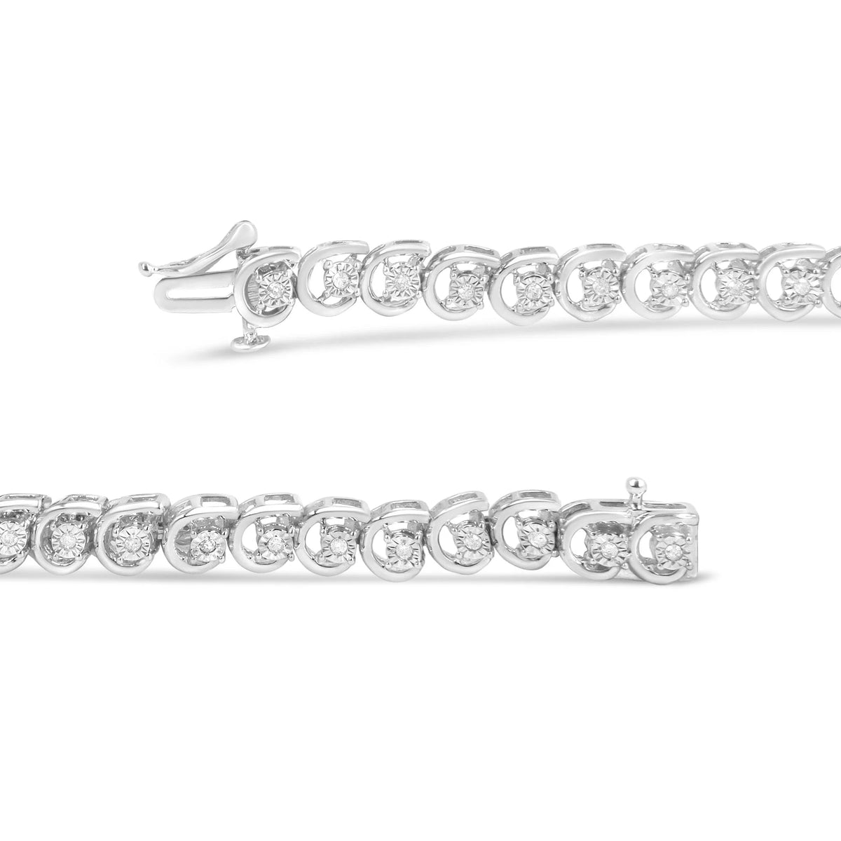 .925 Sterling Silver 1/4 Cttw Diamond &quot;C&quot; Link Bracelet (I-J Color, I2-I3 Clarity) - 7.25&quot; Inches