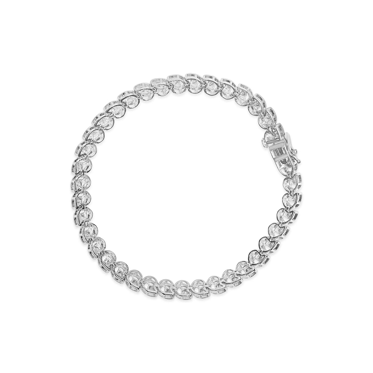 .925 Sterling Silver 1/4 Cttw Diamond &quot;C&quot; Link Bracelet (I-J Color, I2-I3 Clarity) - 7.25&quot; Inches