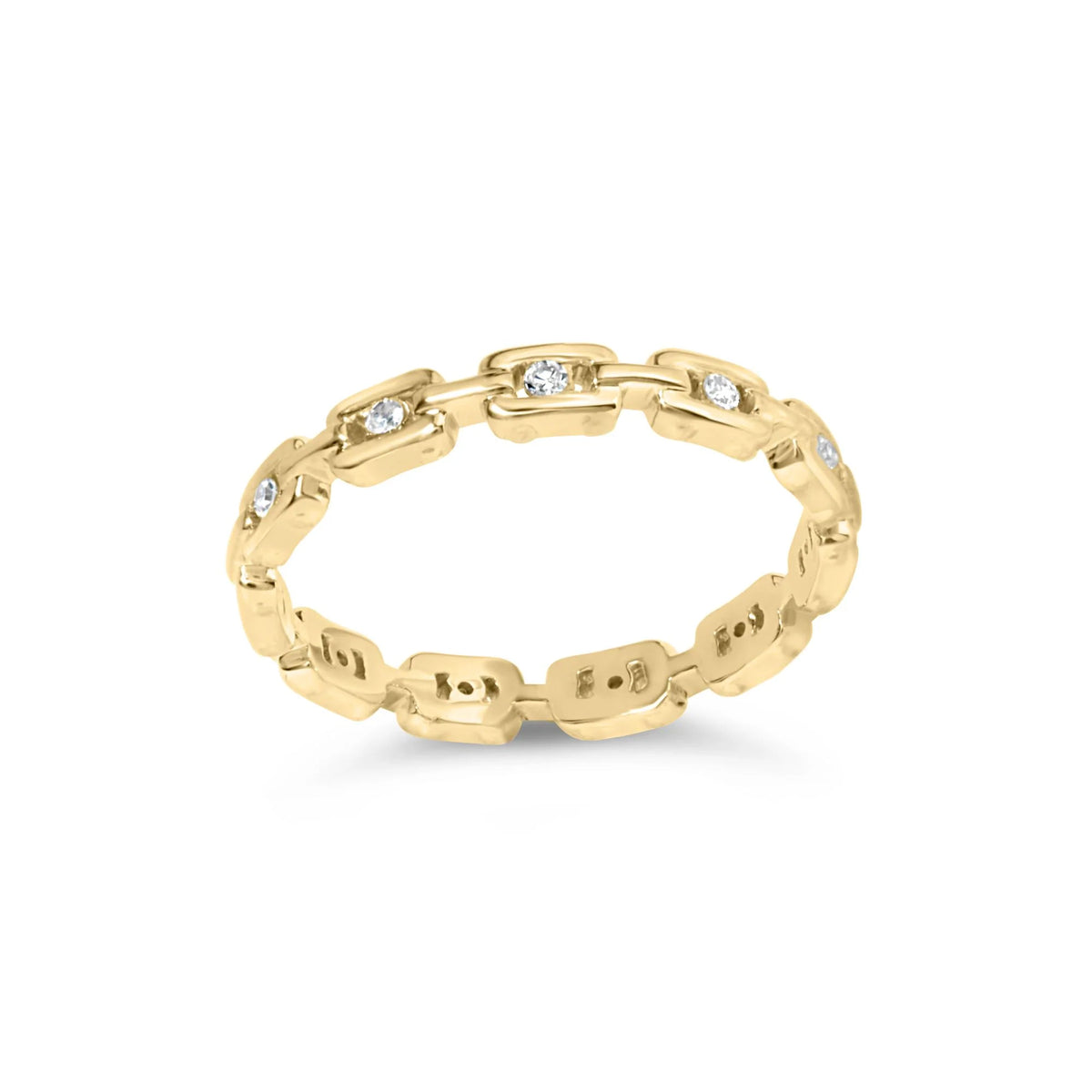 10K Yellow Gold 1/10 Cttw Paperclip Style Link Band Ring (H-I Color, I1-I2 Clarity)