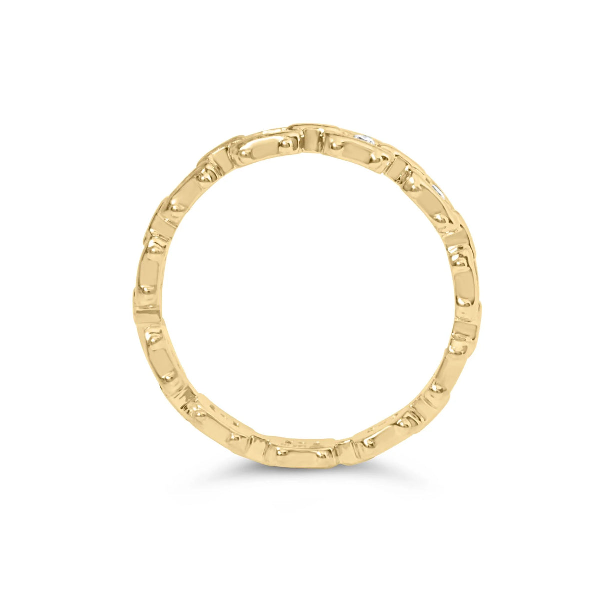 10K Yellow Gold 1/10 Cttw Paperclip Style Link Band Ring (H-I Color, I1-I2 Clarity)