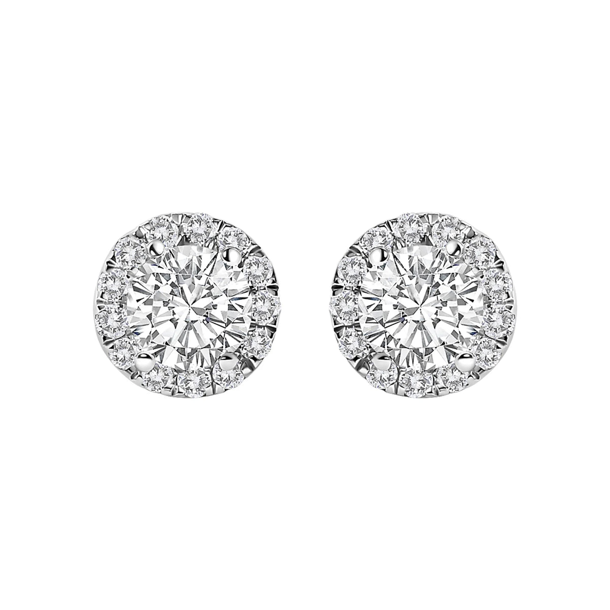 14K White Gold 1.0 Cttw Lab-Grown Diamond Halo Stud Earring (F-G Color, VS1-VS2 Clarity)