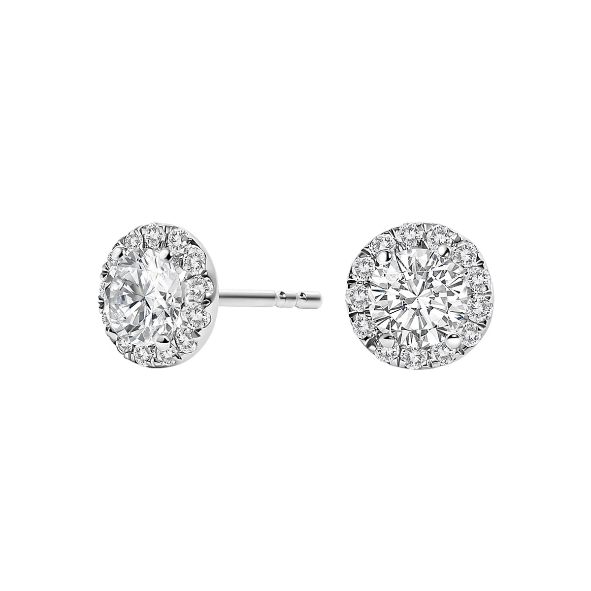 14K White Gold 1.0 Cttw Lab-Grown Diamond Halo Stud Earring (F-G Color, VS1-VS2 Clarity)