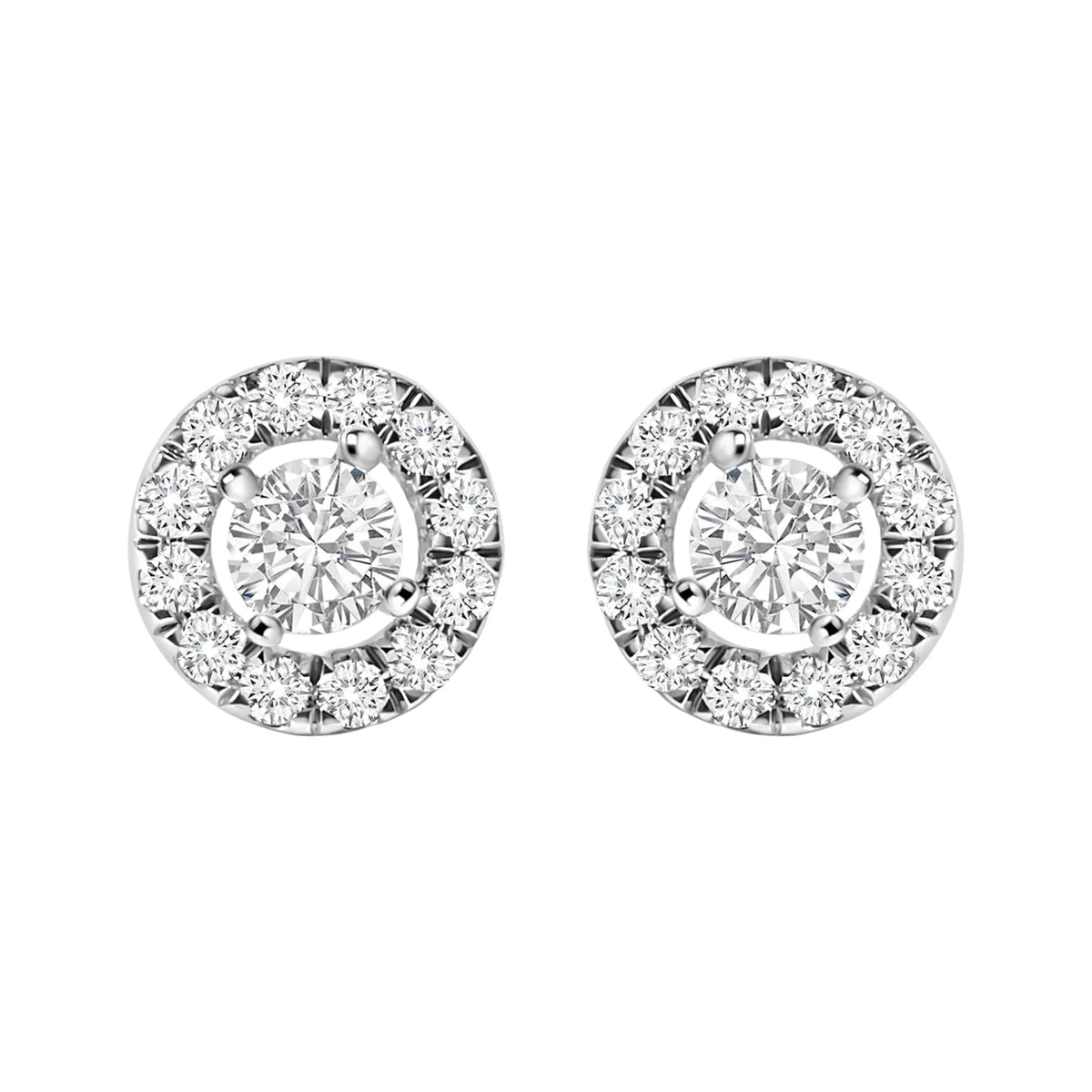 14K White Gold 3/4 Cttw Lab-Grown Diamond Floating Halo Stud Earring (F-G Color, VS1-VS2 Clarity)