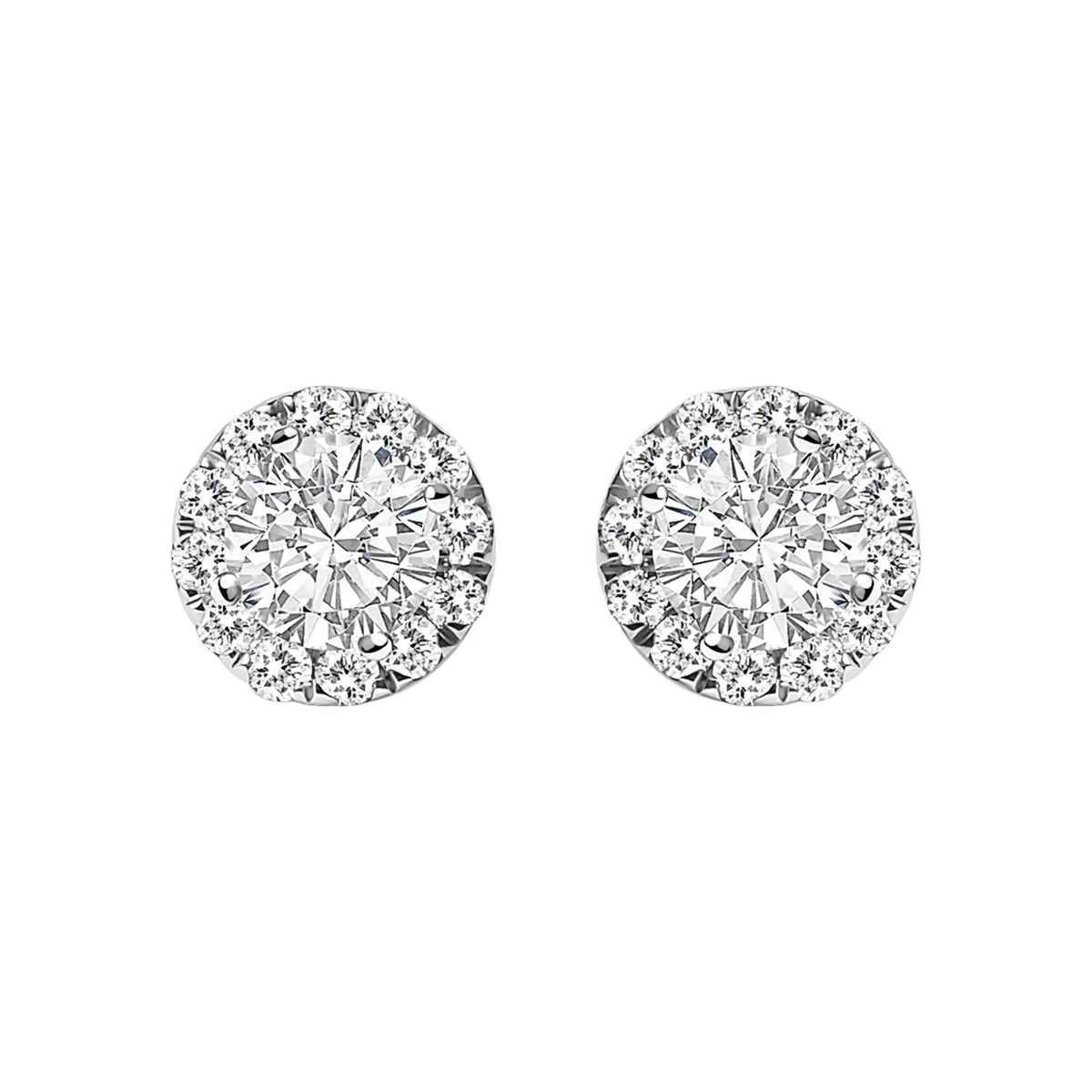 14K White Gold 1/2 Cttw Lab-Grown Diamond Halo Stud Earring (F-G Color, VS1-VS2 Clarity)