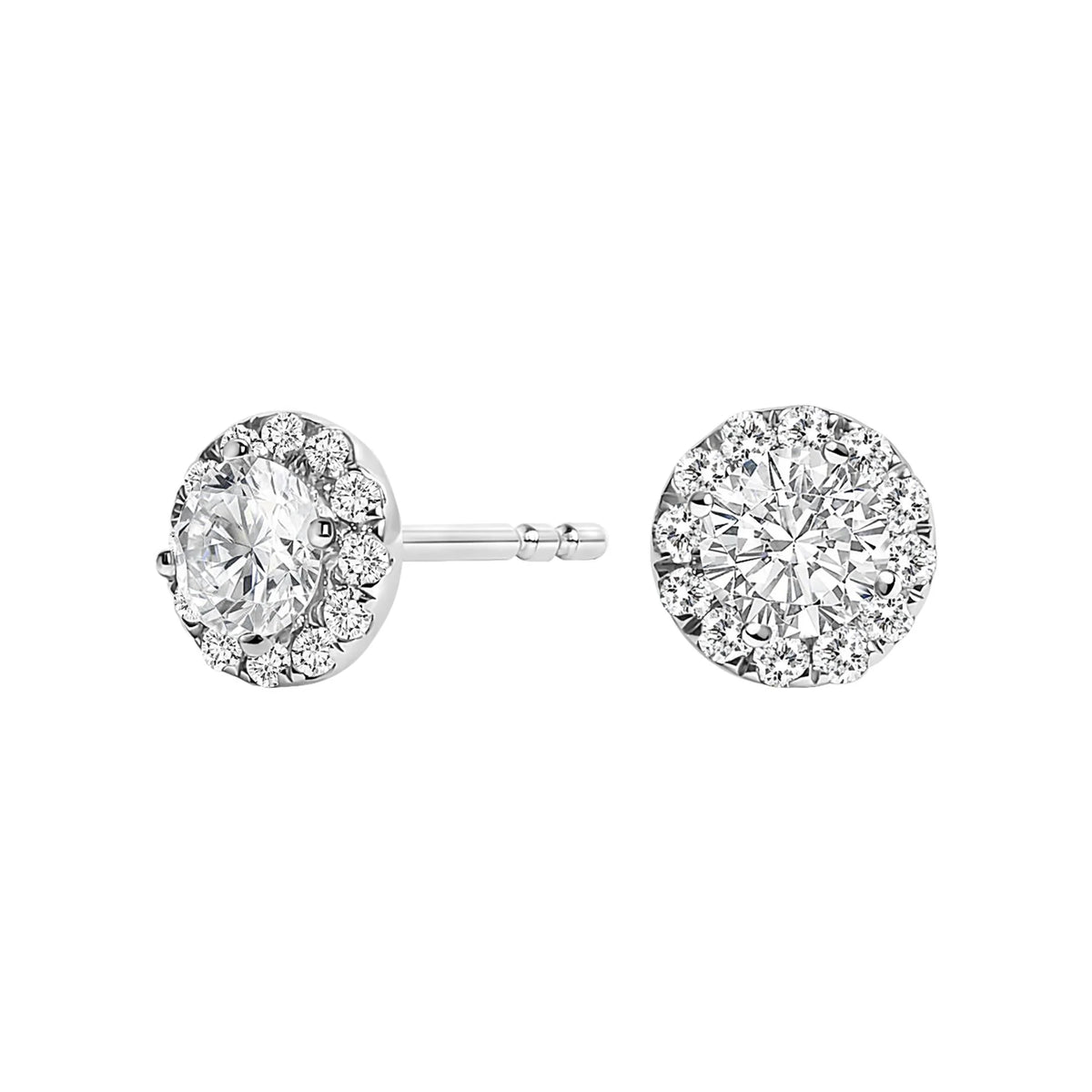 14K White Gold 1/2 Cttw Lab-Grown Diamond Halo Stud Earring (F-G Color, VS1-VS2 Clarity)