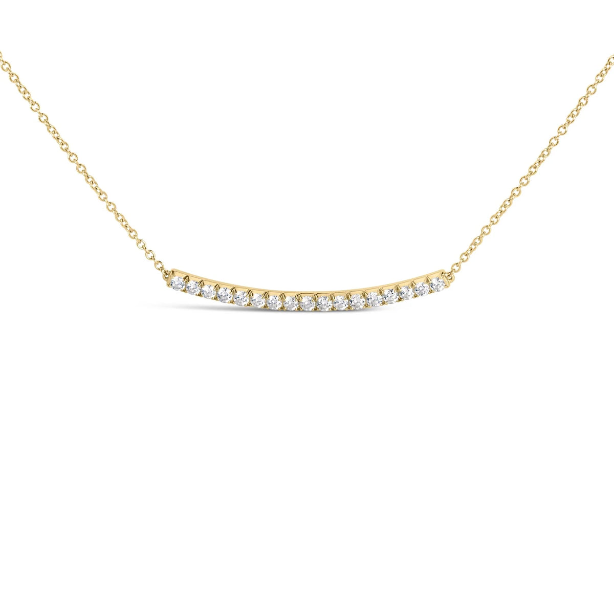 14K Gold 1.00 Cttw Diamond Curved Bar Pendant Necklace (H-I Color, VS2-SI1 Clarity) - 18 Inches